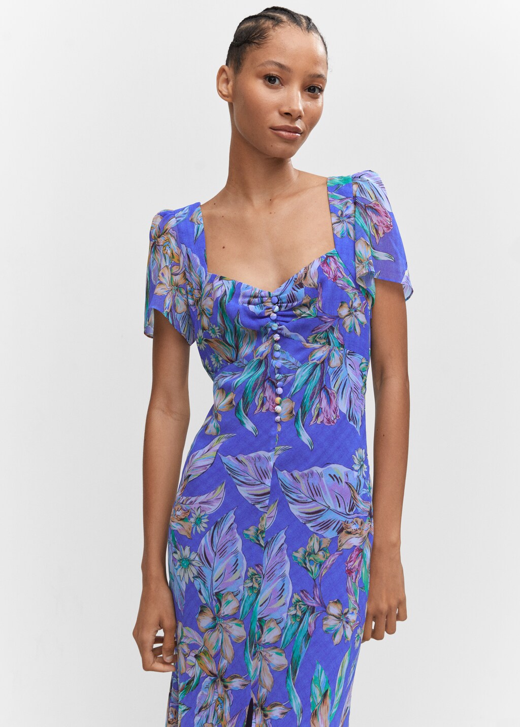 Printed cut out detail dress Women MANGO OUTLET Finland