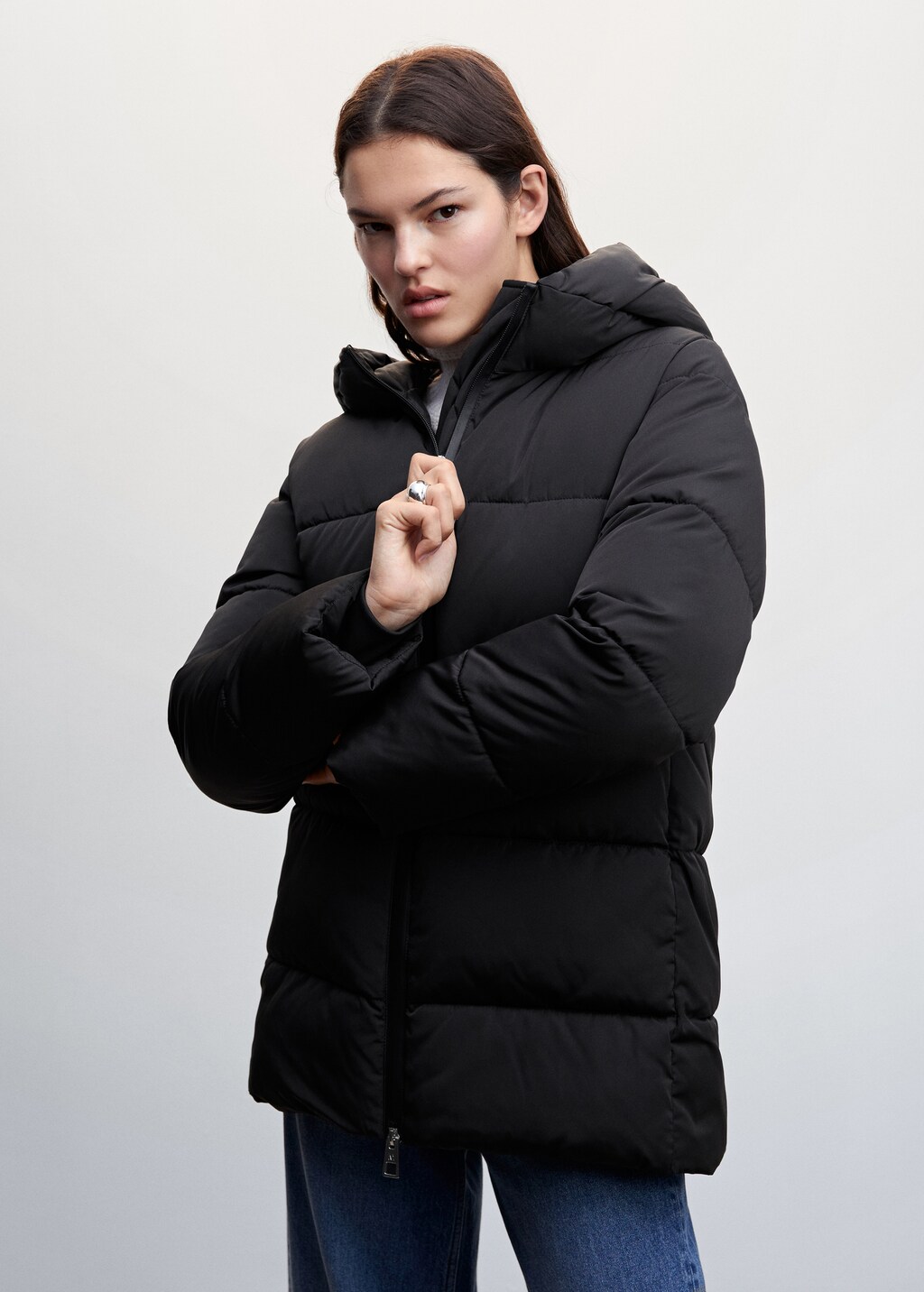 Hood quilted coat - Medium plane