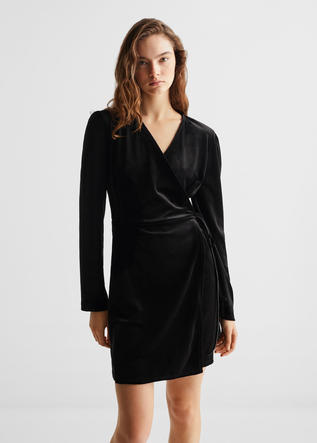 Velvety dress with cord - Medium plane