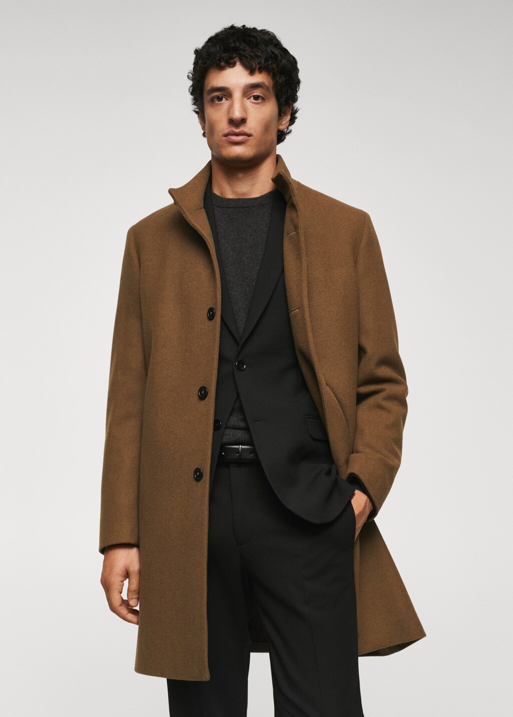 Wool funnel neck coat - Medium plane