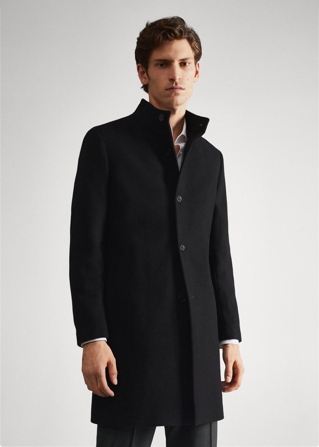 Wool funnel neck coat - Medium plane