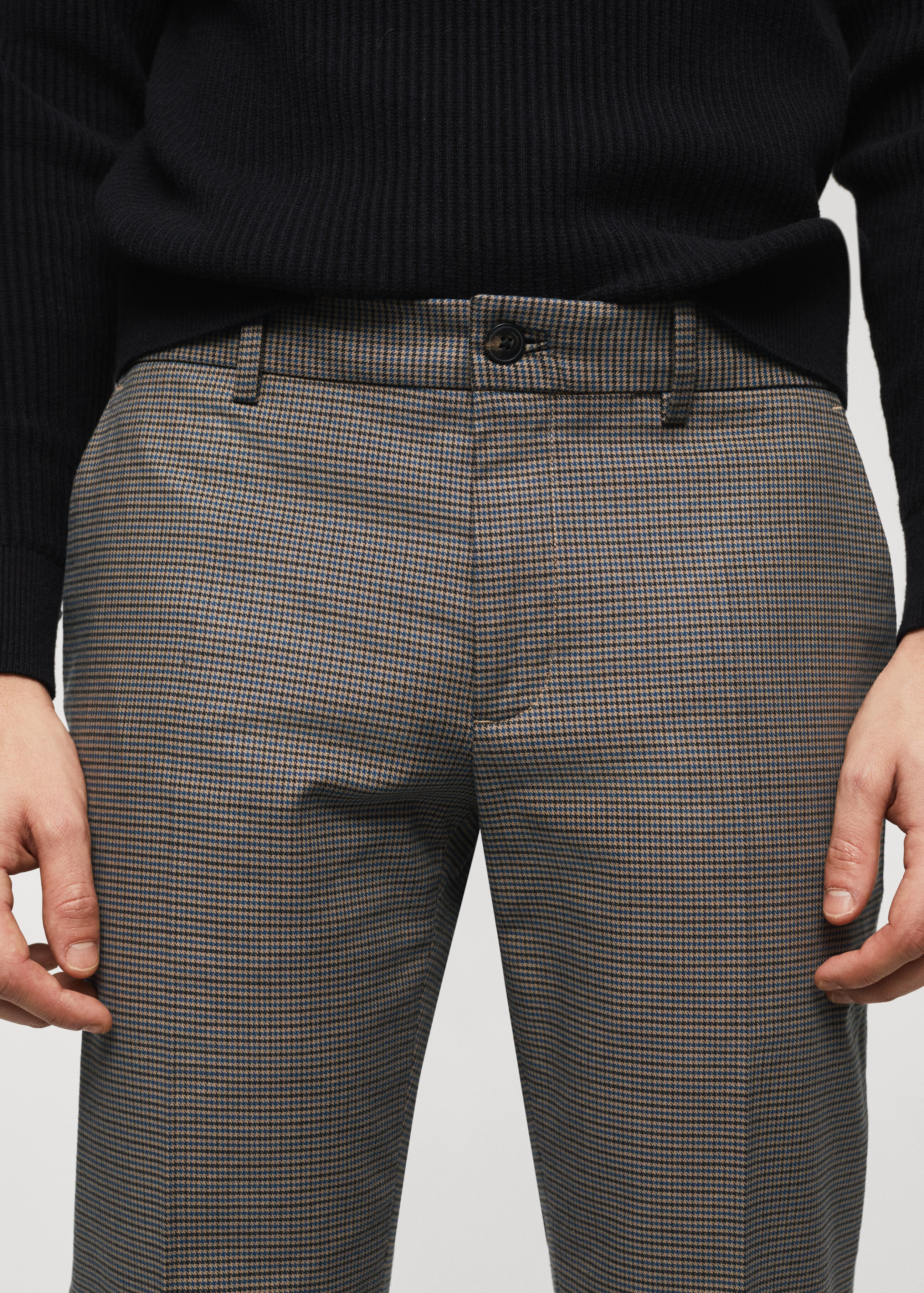 Slim fit houndstooth  trousers - Details of the article 1