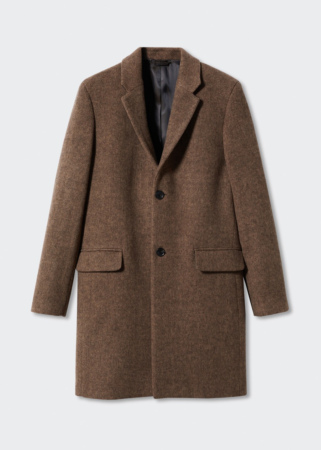 Herringbone pattern wool coat - Man | MANGO OUTLET USA