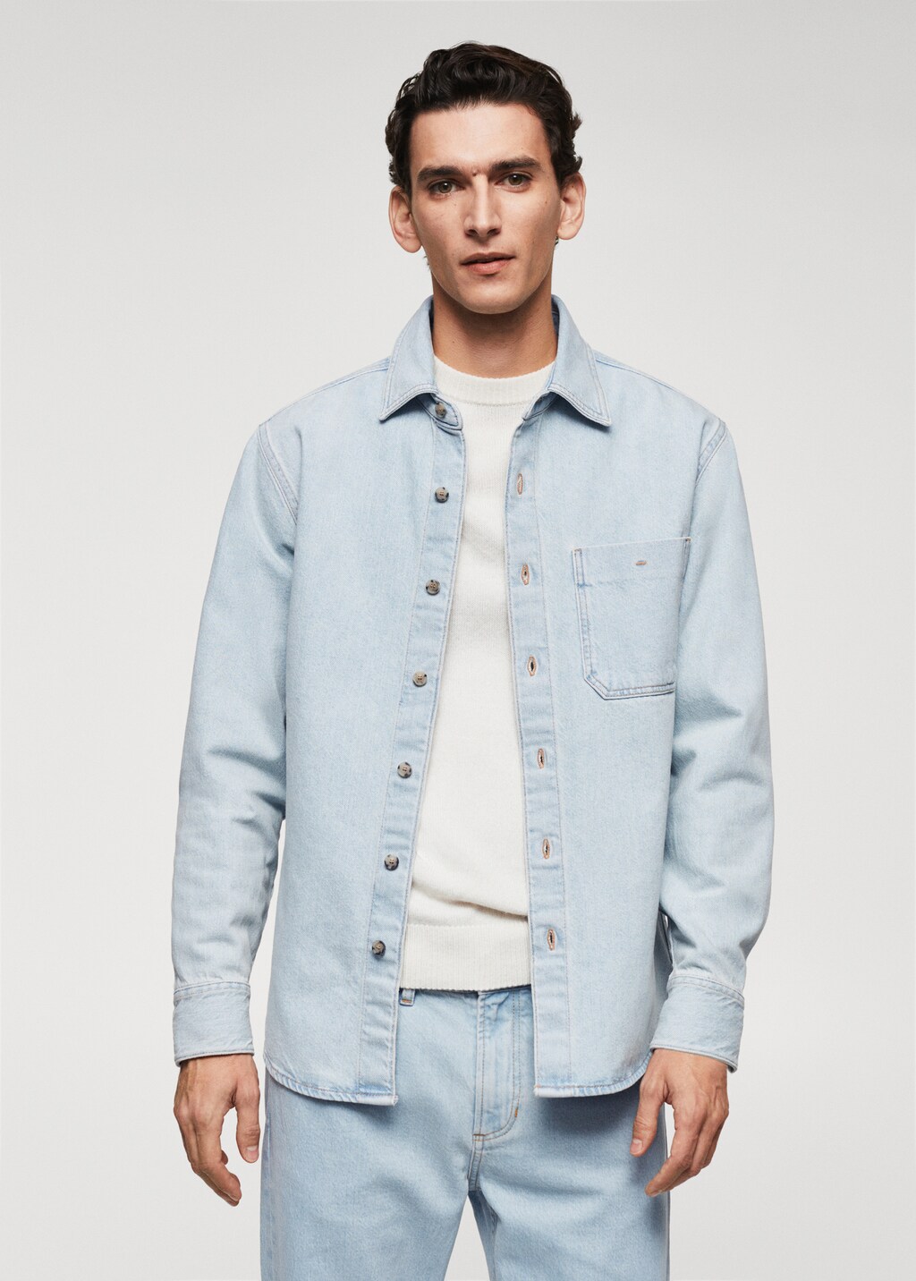 Pocket denim overshirt - Medium plane