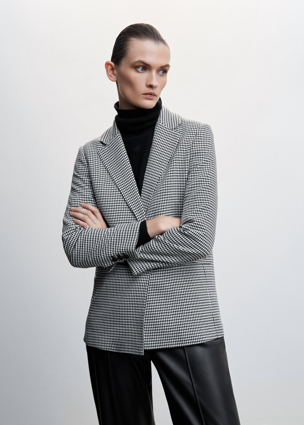 Houndstooth wool-blend blazer - Medium plane