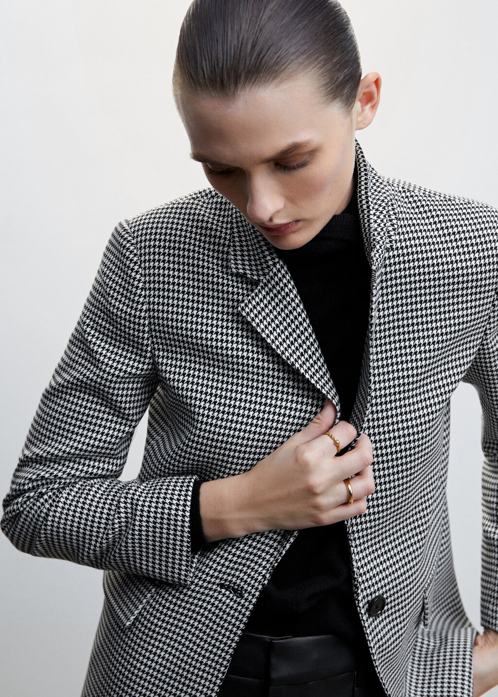 Houndstooth wool-blend blazer - Details of the article 1