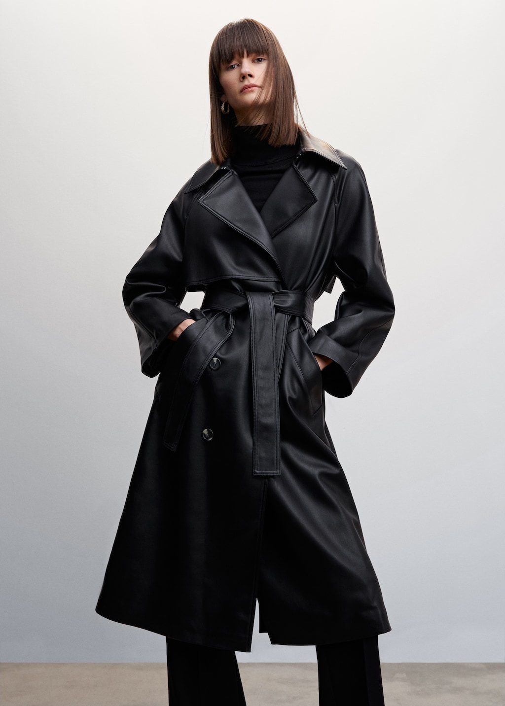 Oversized trenchcoat van imitatieleer - Middenvlak