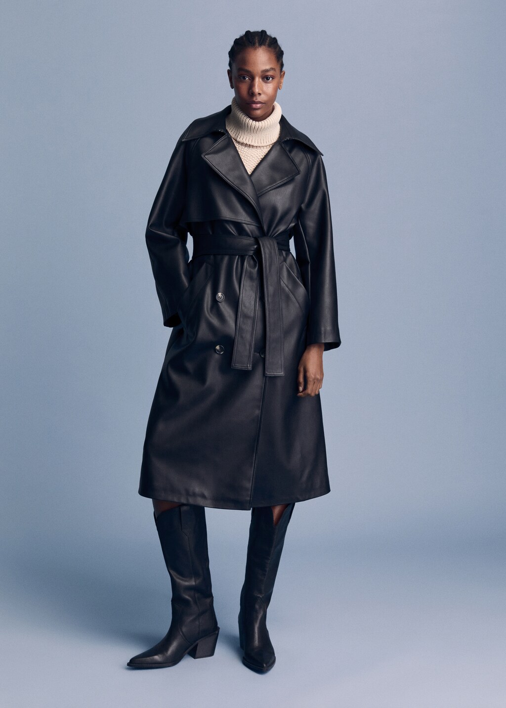 Mango leather trench coat hotsell