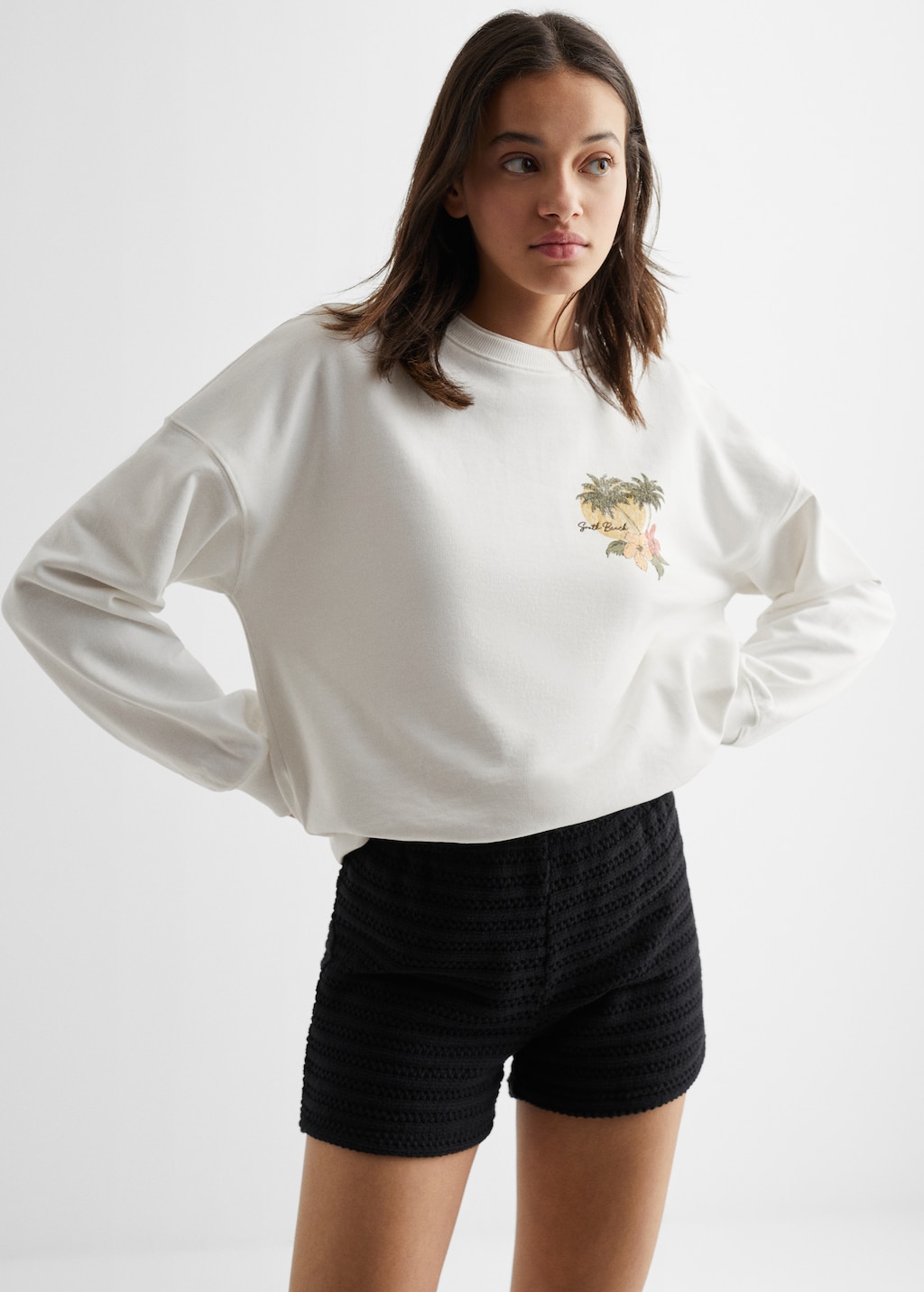 Sweatshirt mit Tropen-Print - Mittlere Ansicht