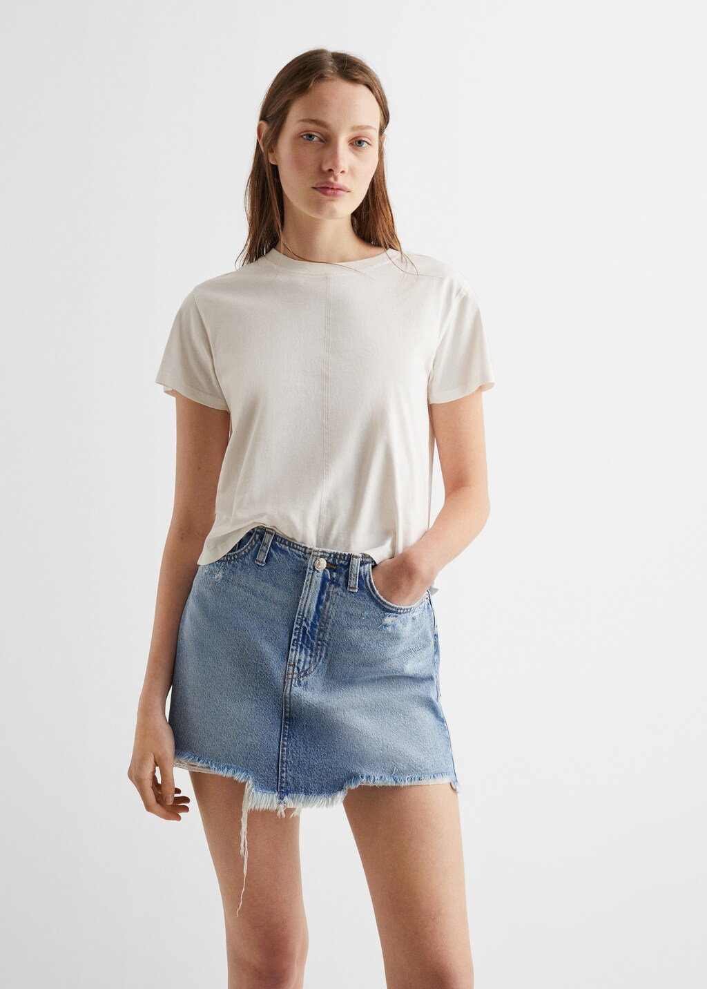 Frayed edges denim skirt - Medium plane