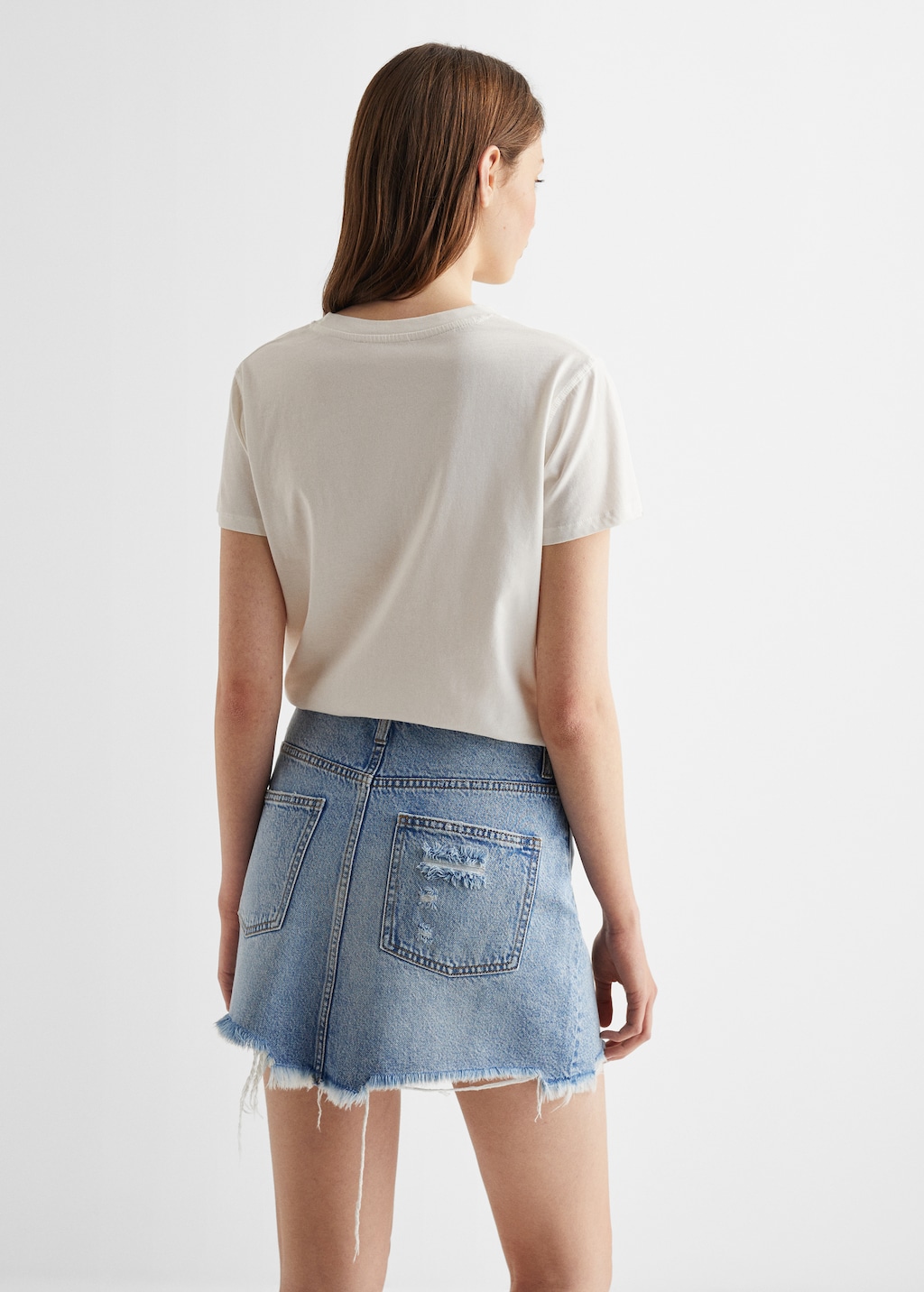 Frayed edges denim skirt - Reverse of the article