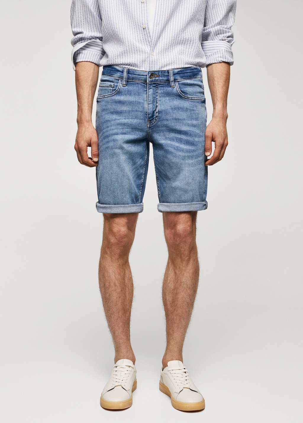 Slim-fit denim bermuda shorts - Medium plane