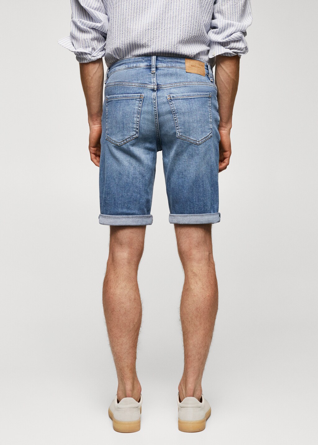 Slim-fit denim bermuda shorts - Reverse of the article