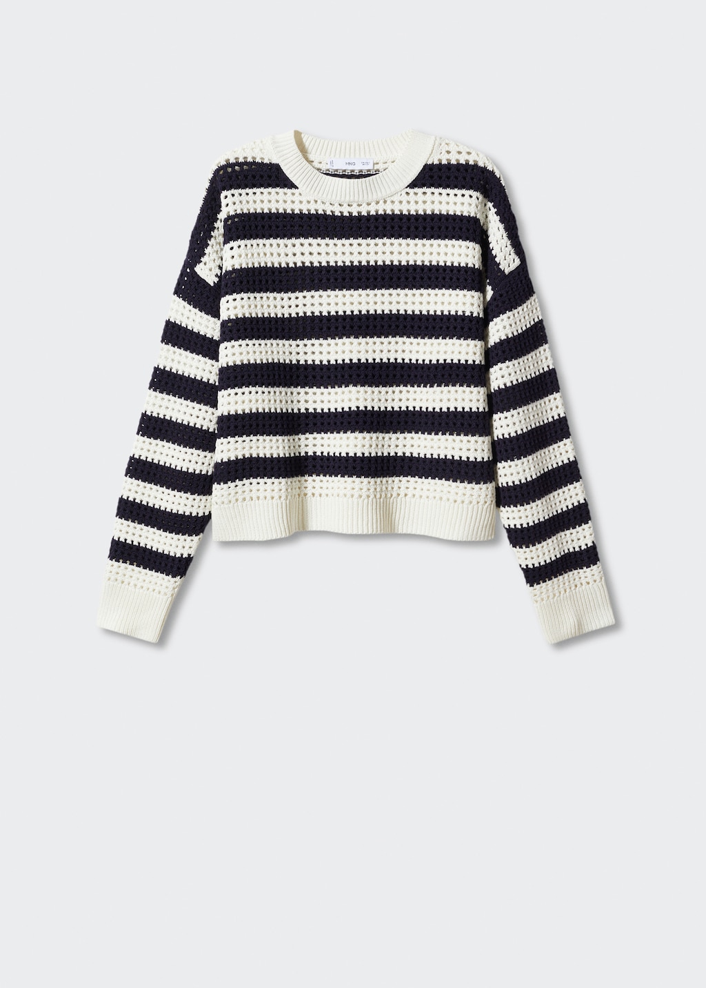 Striped openwork knit sweater - Article without model