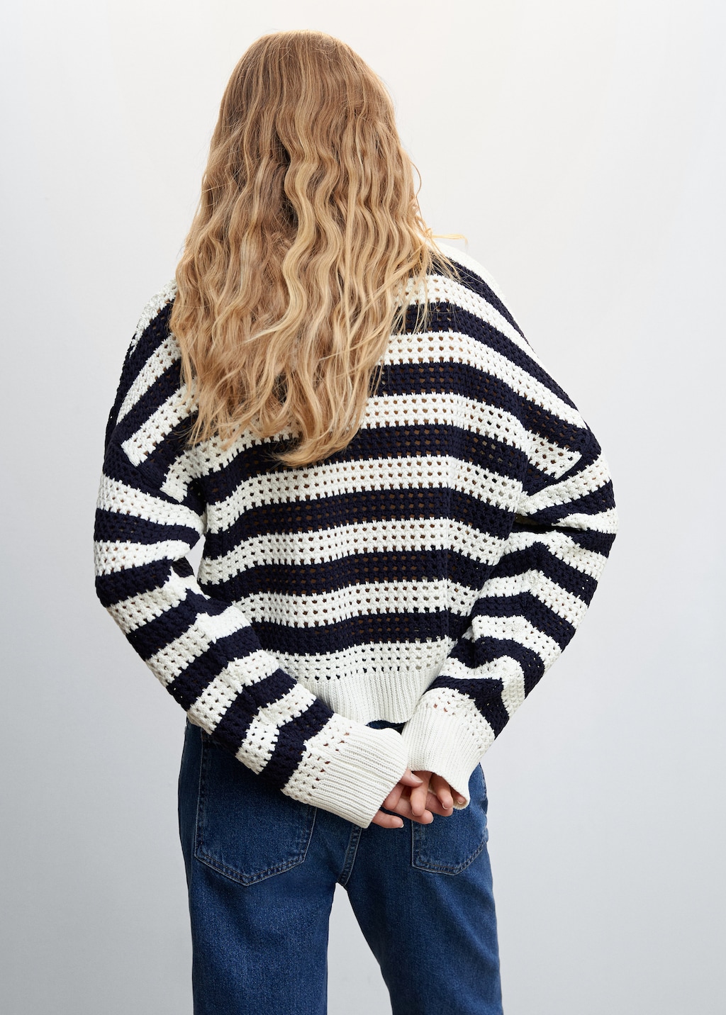 Striped openwork knit sweater - Reverse of the article