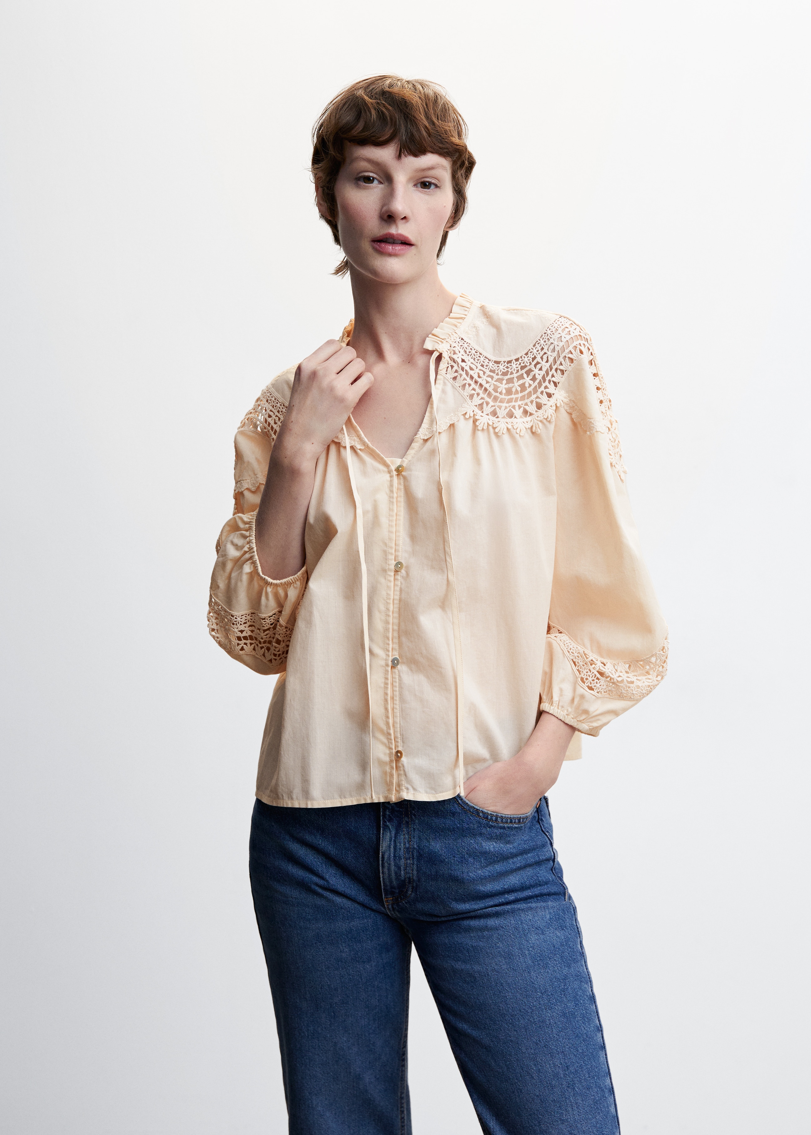 Embroidered cord blouse - Medium plane