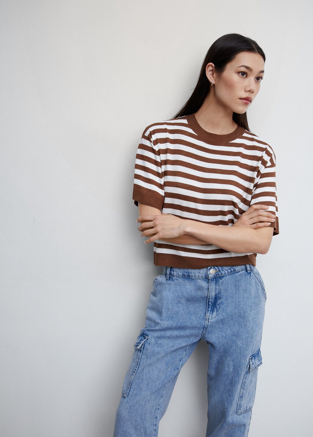 Striped short-sleeved sweater - Details of the article 2