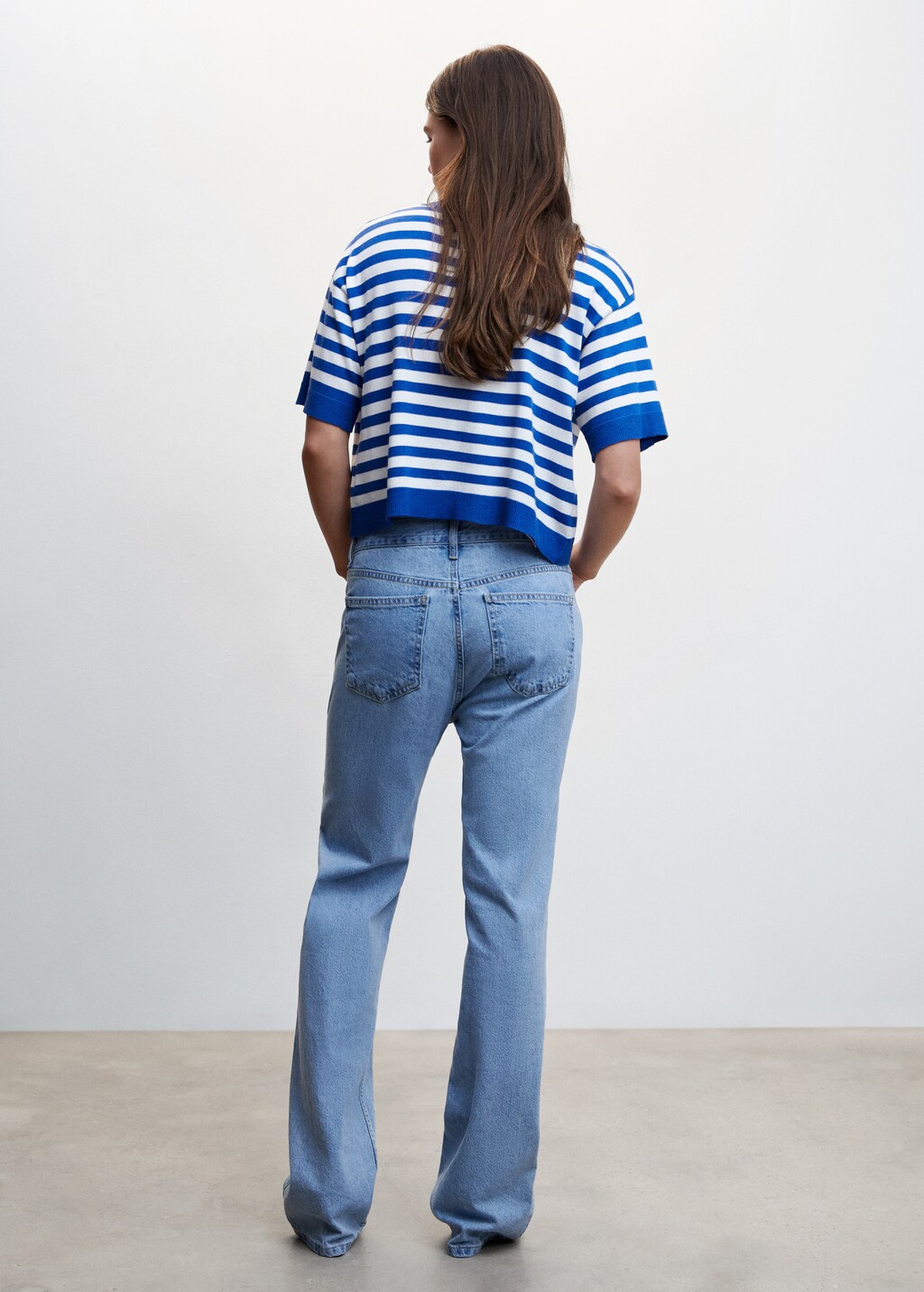 Striped short-sleeved sweater - Reverse of the article