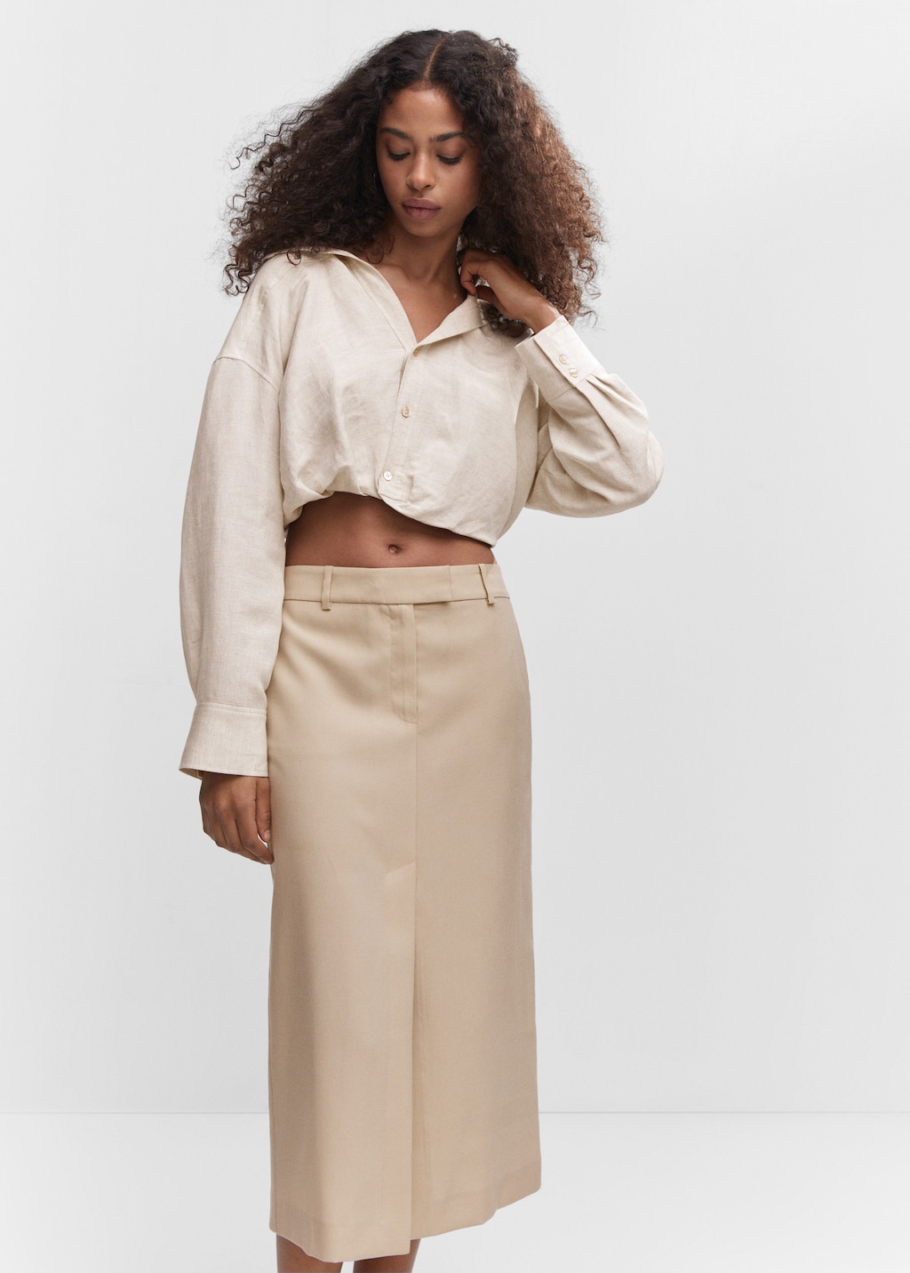 Lyocell skirt with slit - Details of the article 1 