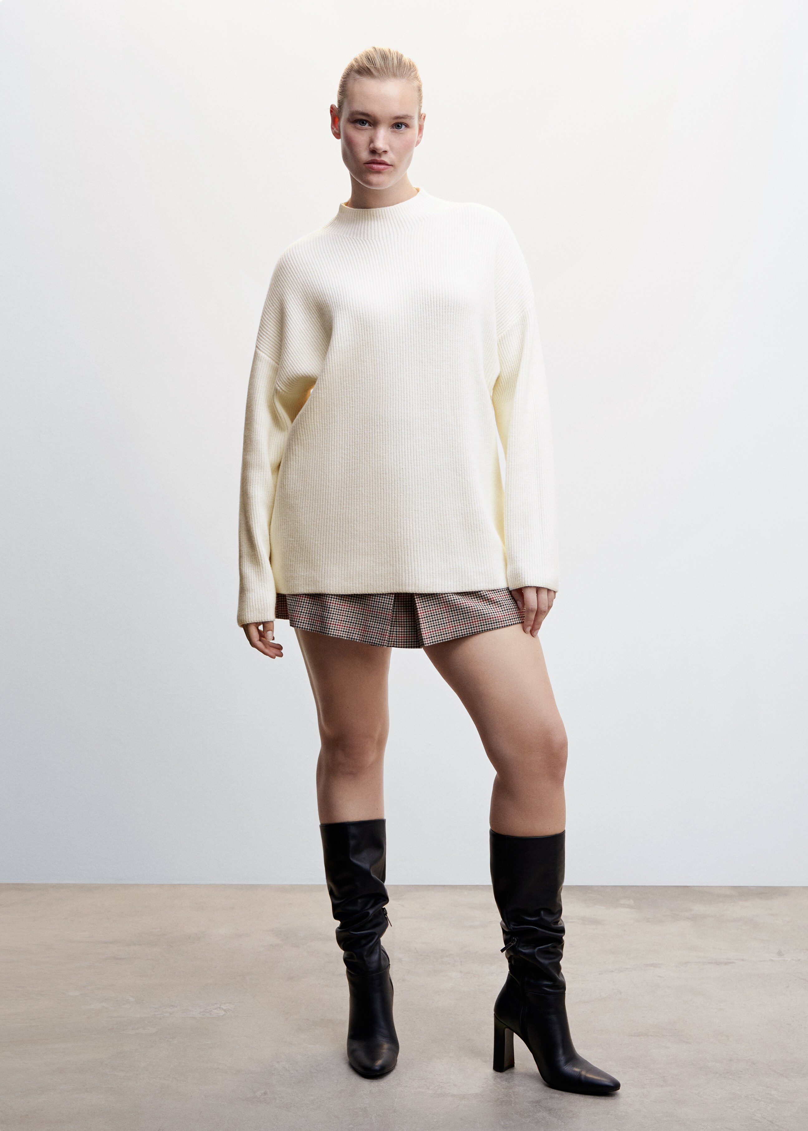 High collar ribbed knit  sweater - Details of the article 3