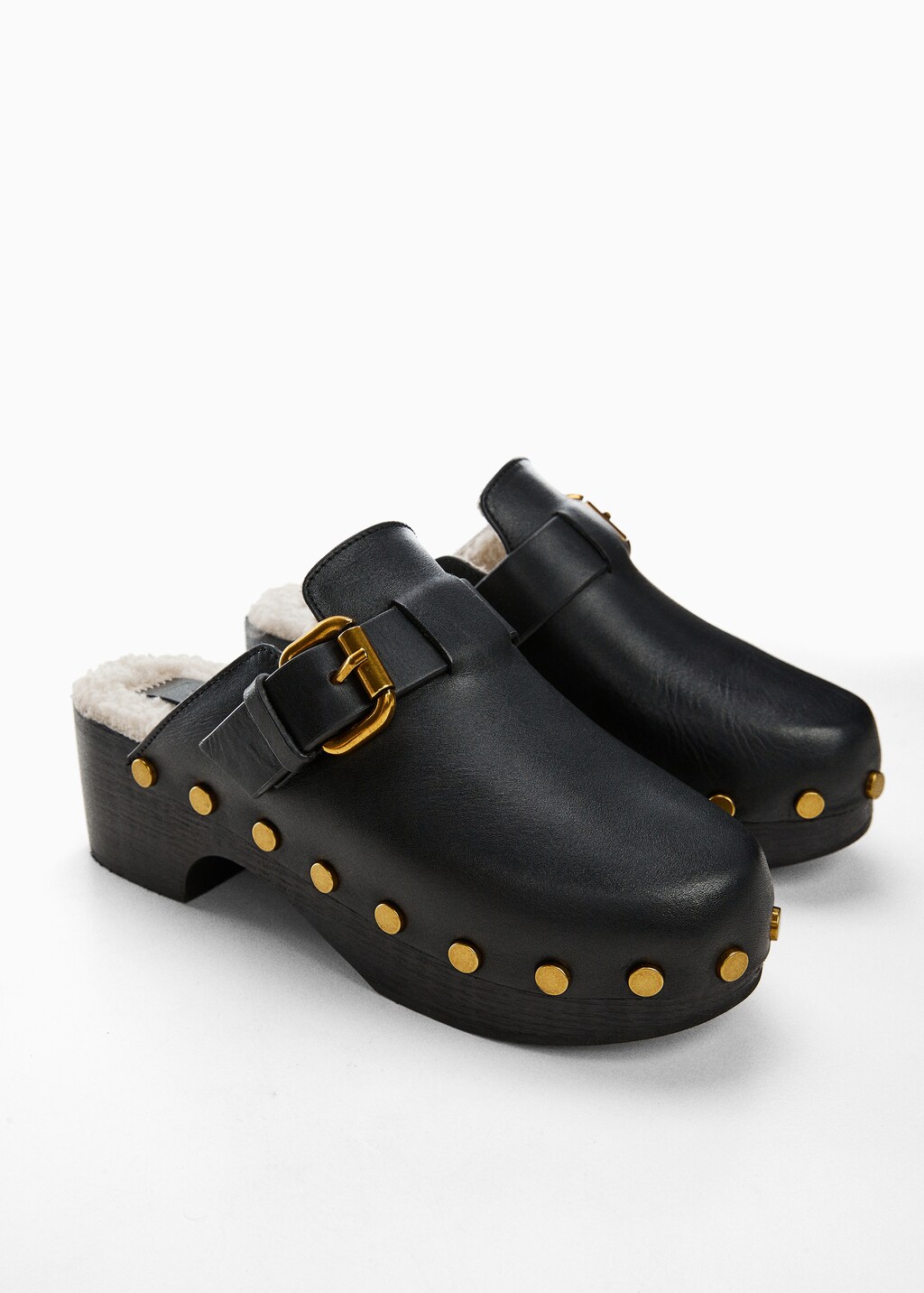 Sheepskin clogs with fur-effect lining - Medium plane