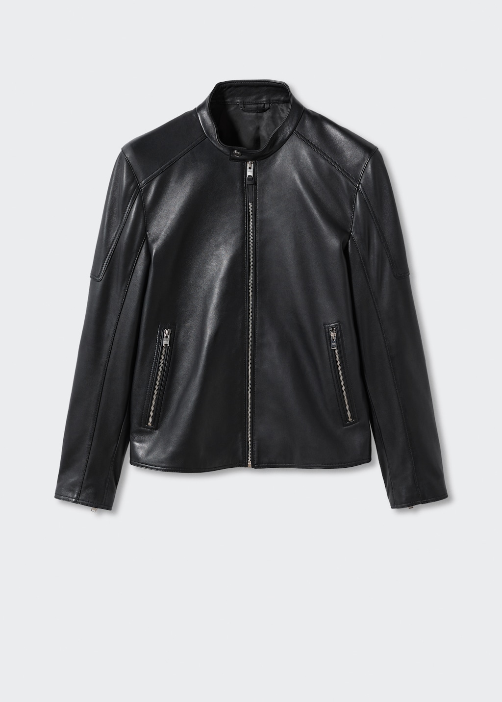 Zip-detail leather biker jacket - Article without model