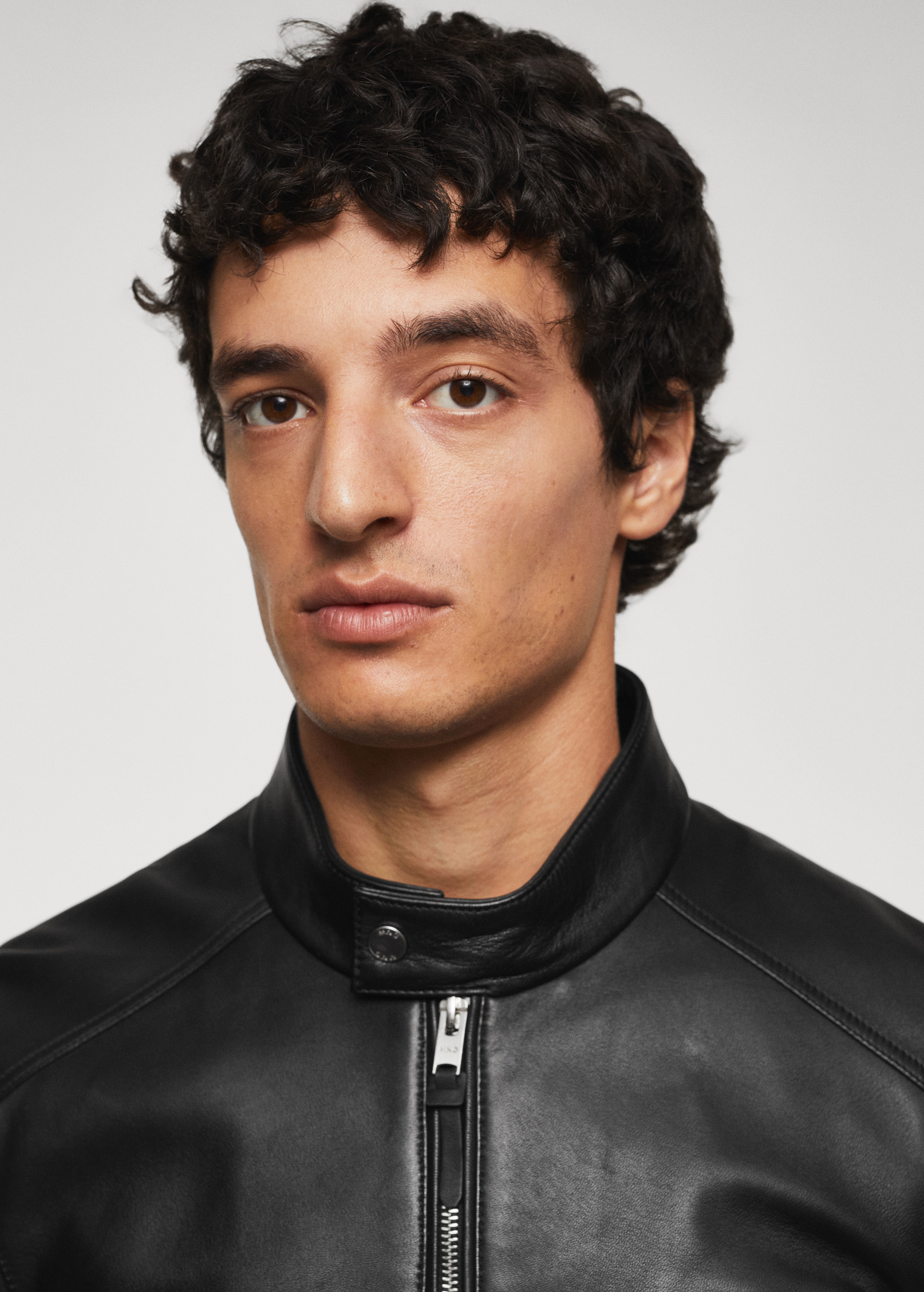 Zip-detail leather biker jacket - Details of the article 1