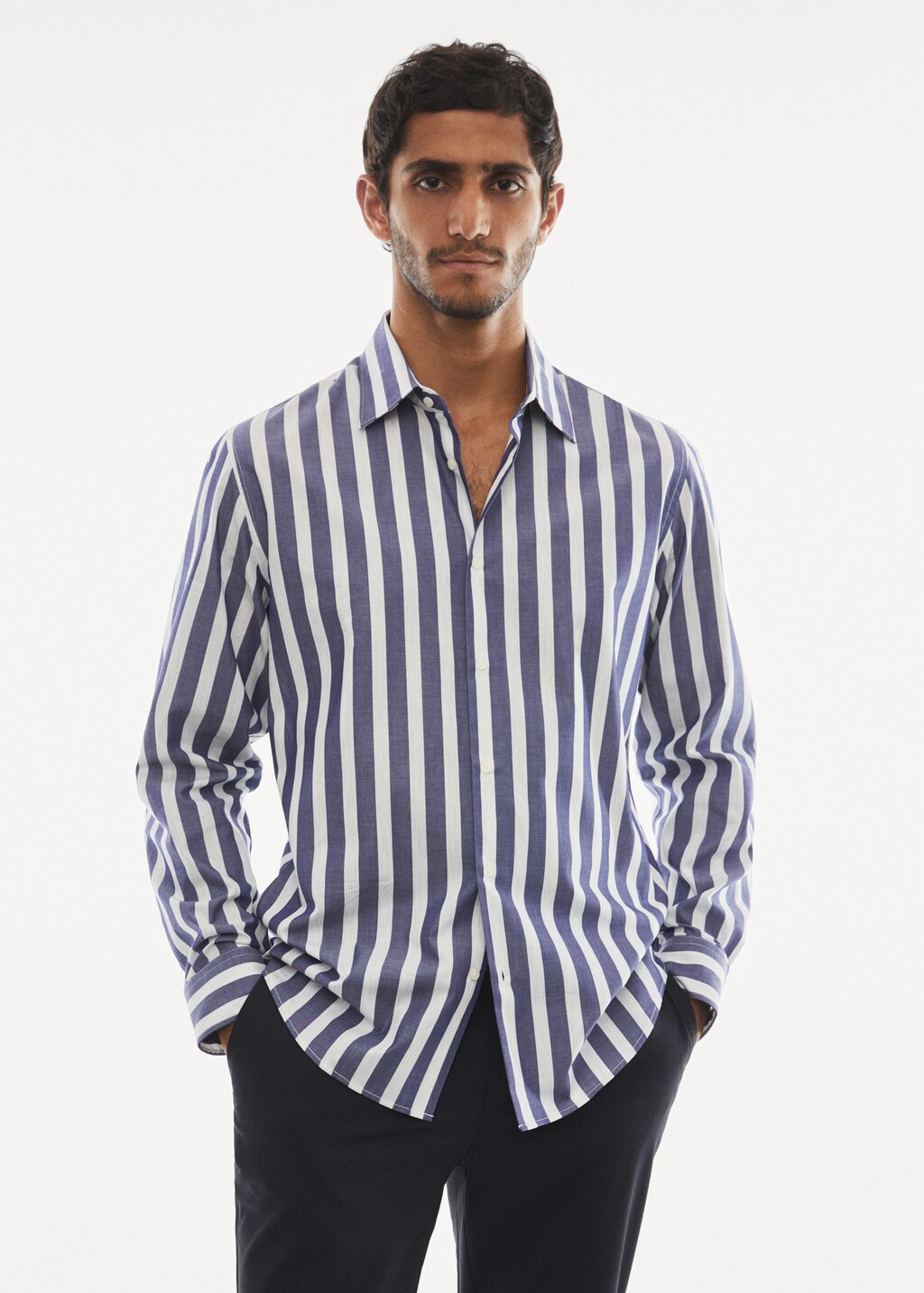 Slim fit striped cotton shirt - Medium plane