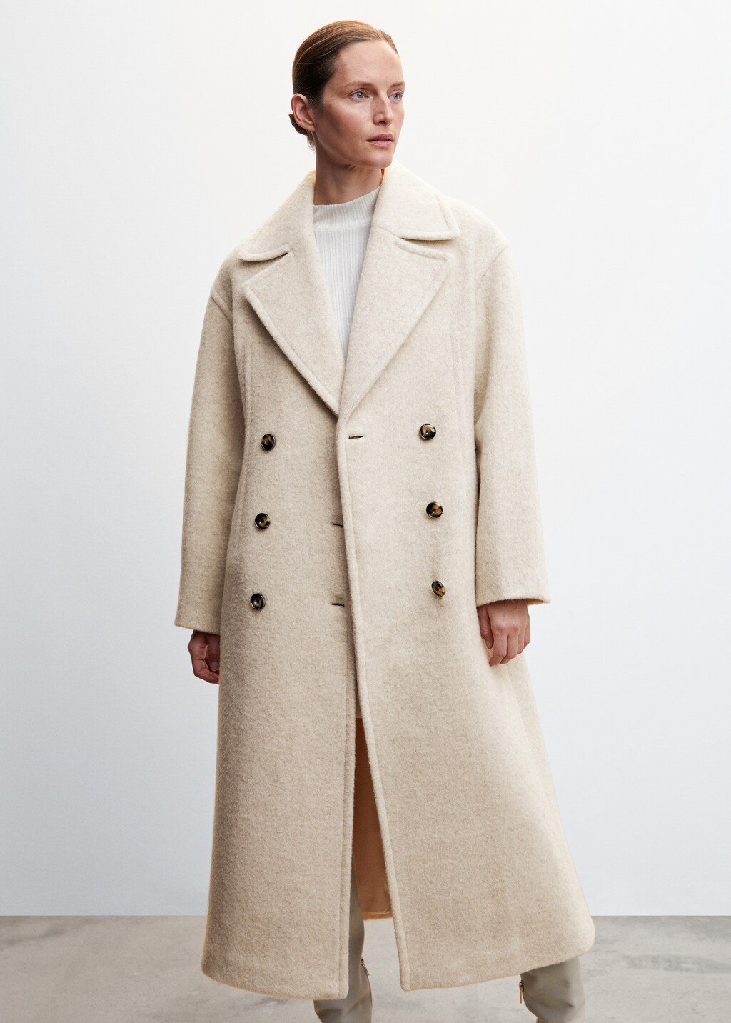 Double breasted full length wool coat hotsell