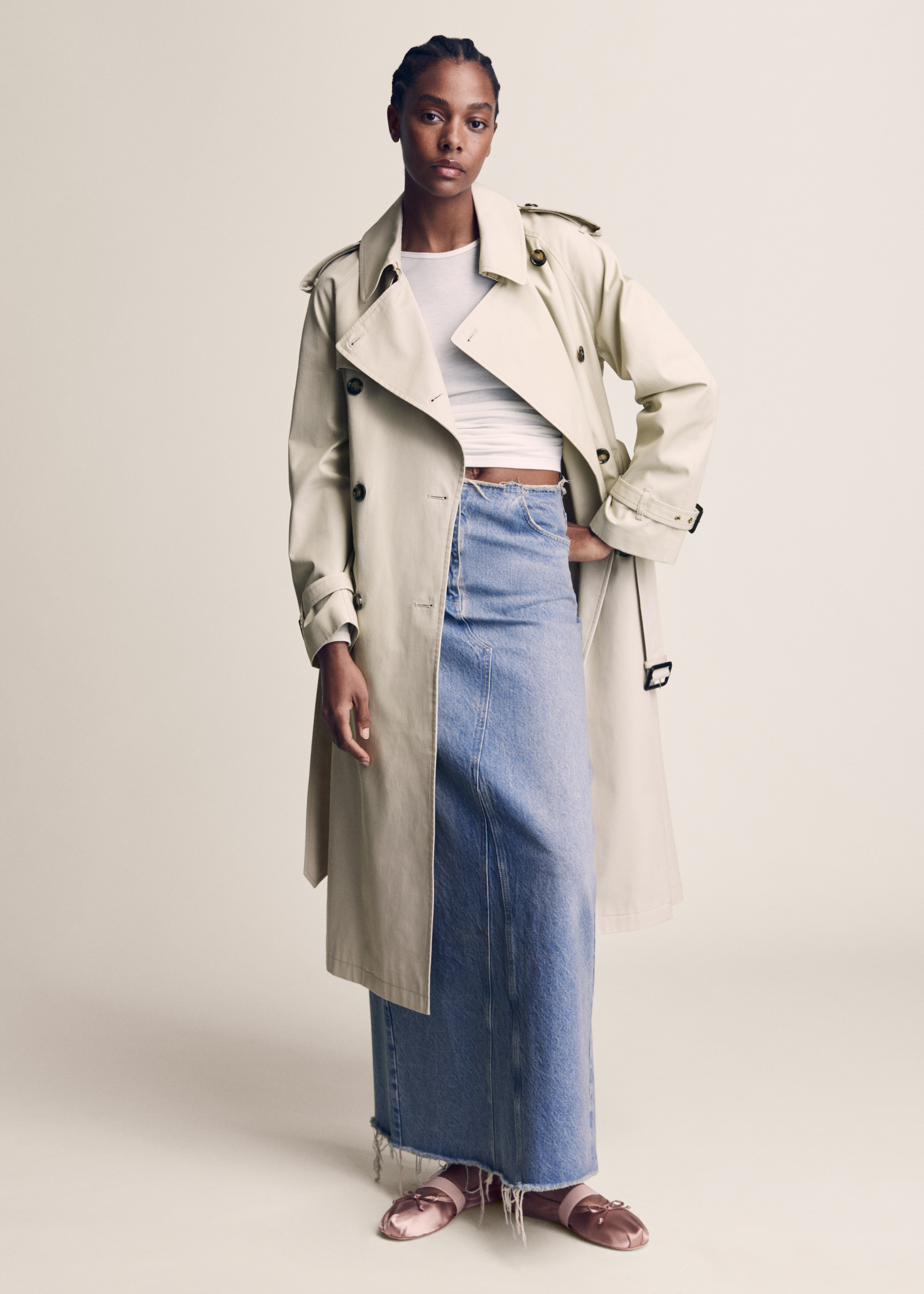 Cotton trench coat with belt - Details of the article 7