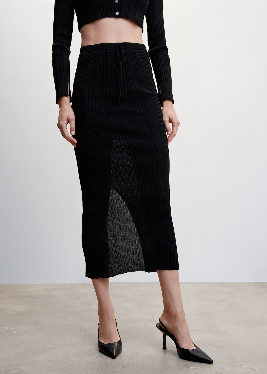 Ribbed midi skirt - Medium plane