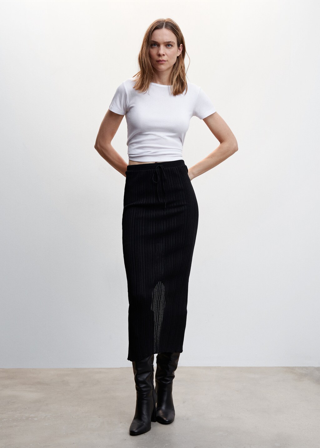 Ribbed midi skirt - Details of the article 2