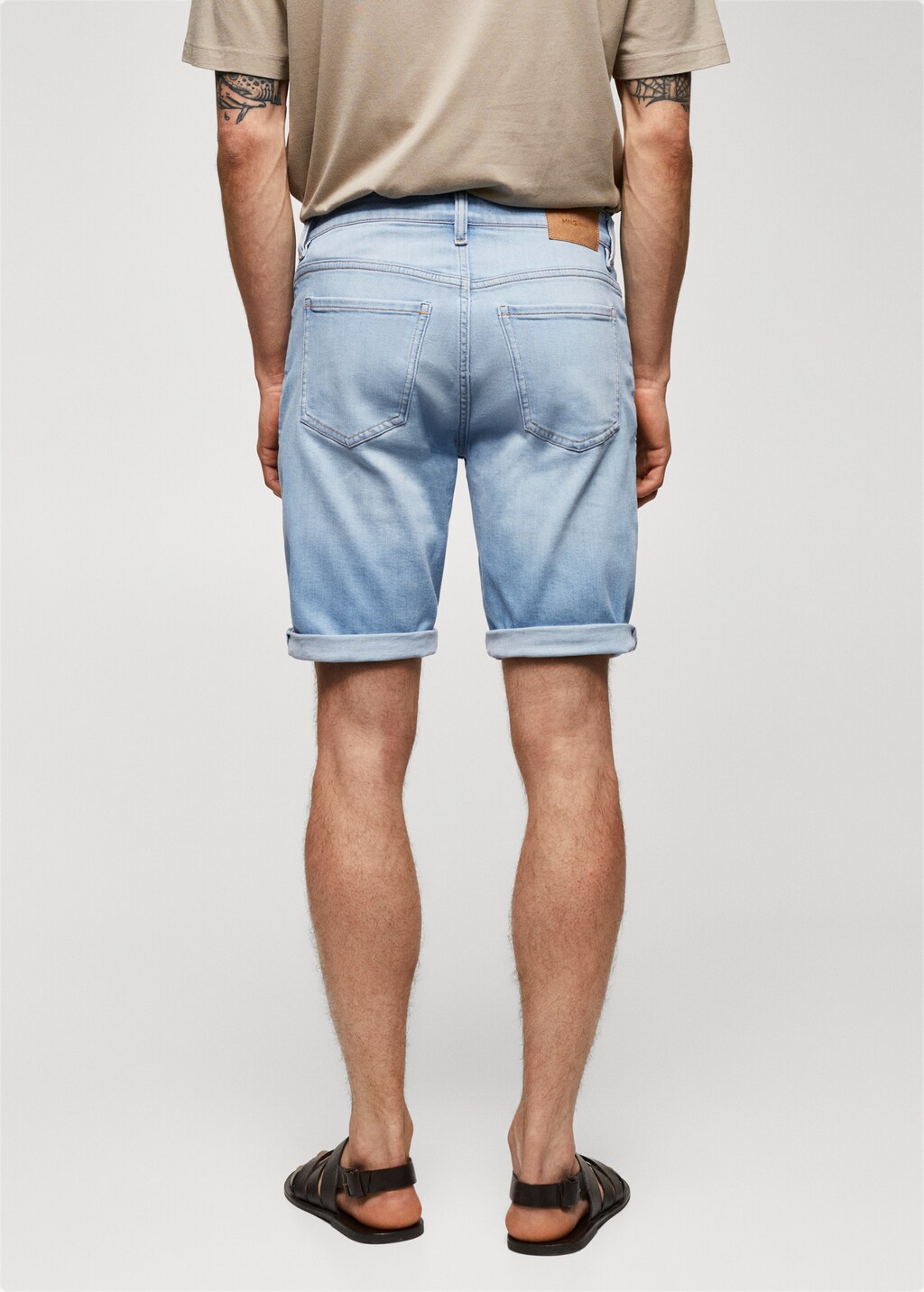 Slim-fit denim bermuda shorts - Reverse of the article