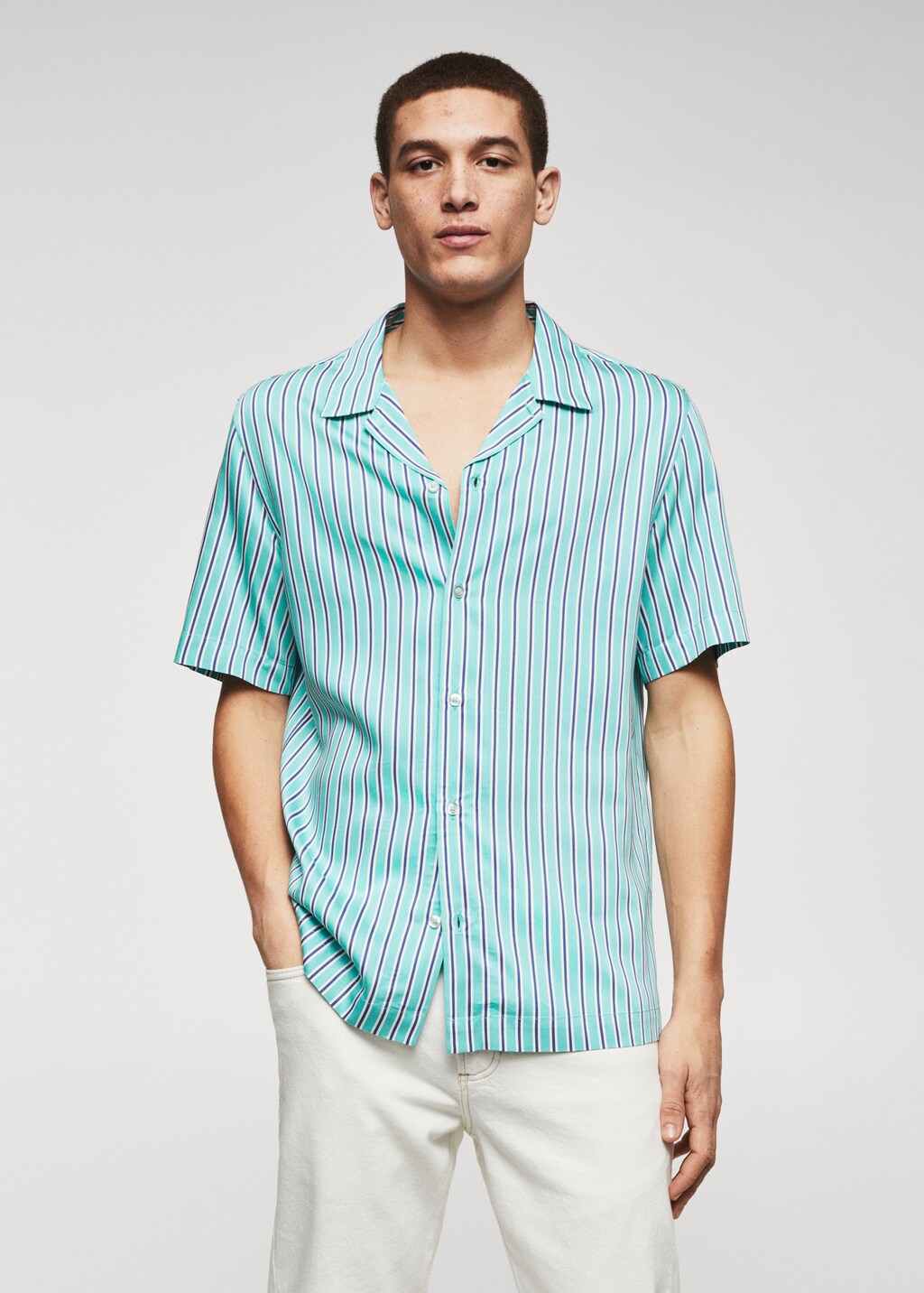 Regular-fit striped bowling shirt - Medium plane