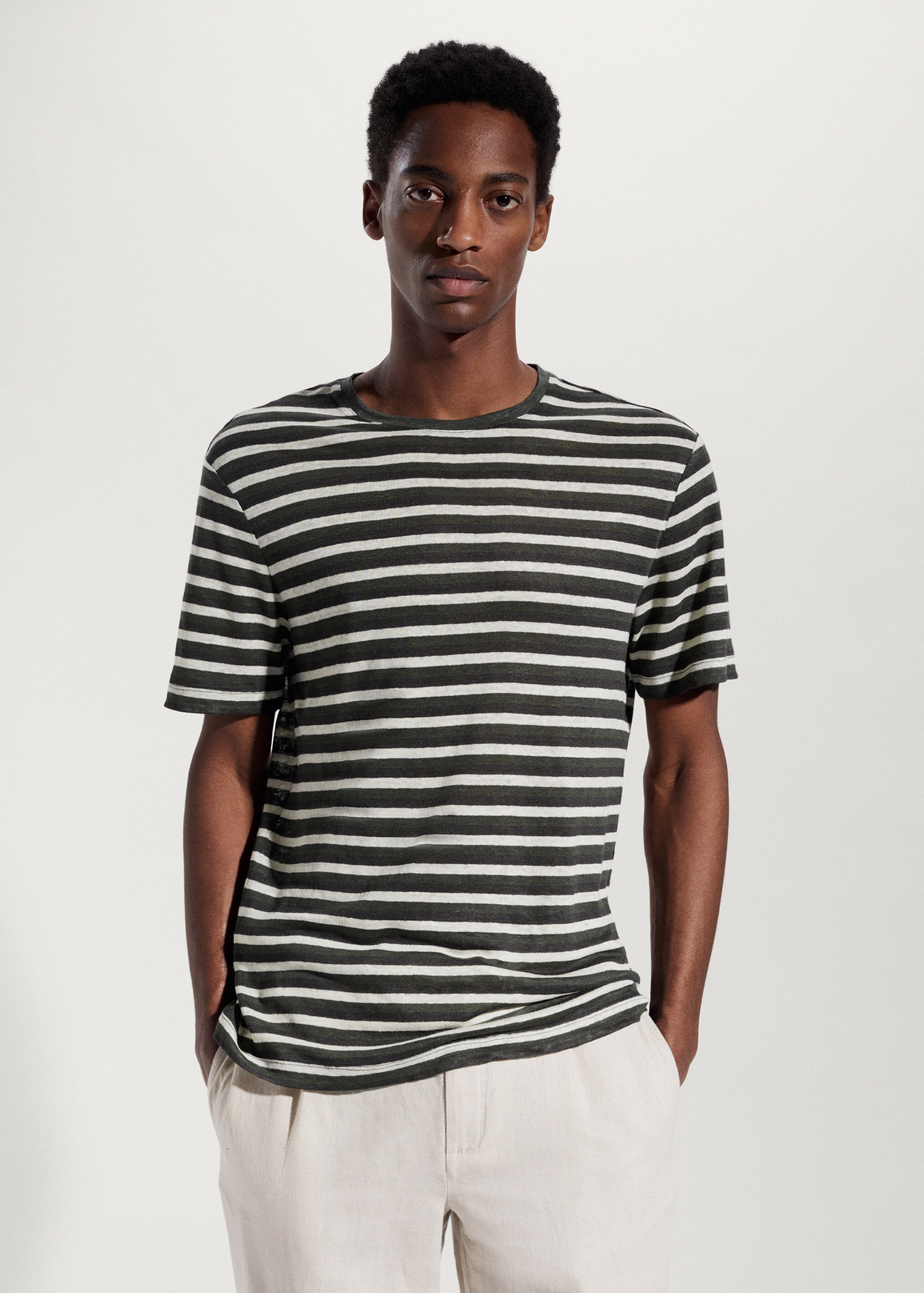 100% linen striped t-shirt - Medium plane