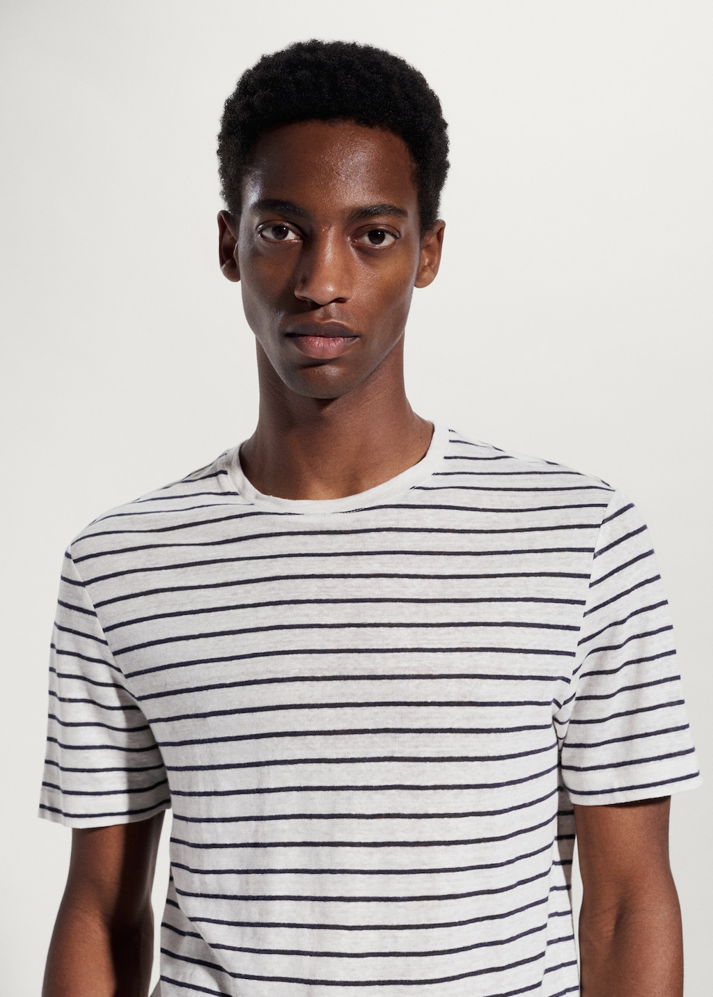 100 linen striped t shirt Men MANGO OUTLET Norway