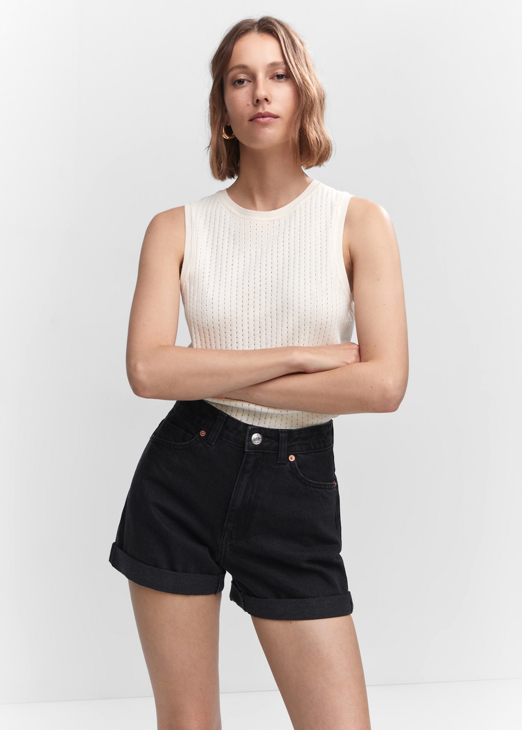 Mom Fit-Jeans-Shorts - Mittlere Ansicht