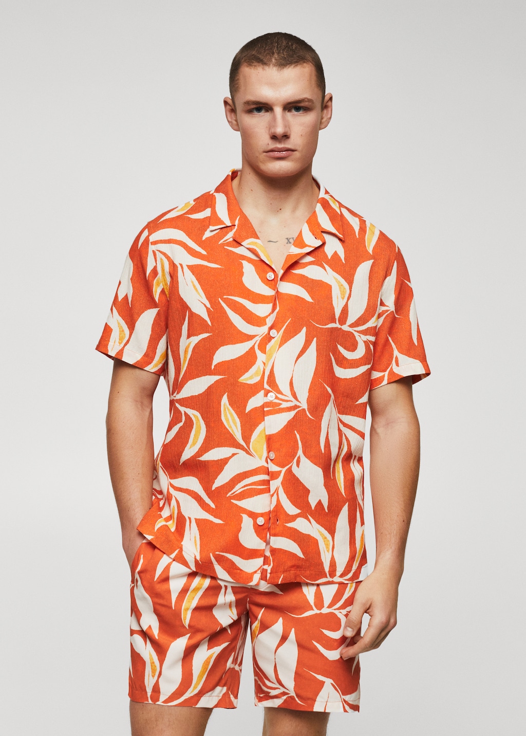 Hawaiian print cotton shirt - Medium plane