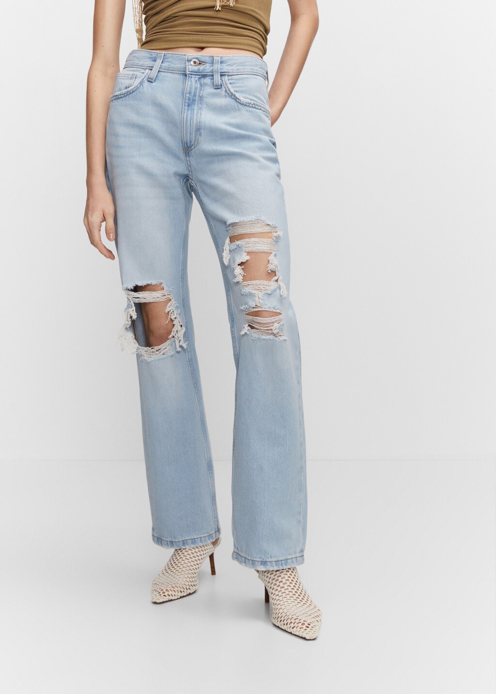 Ripped straight jeans - Medium plane