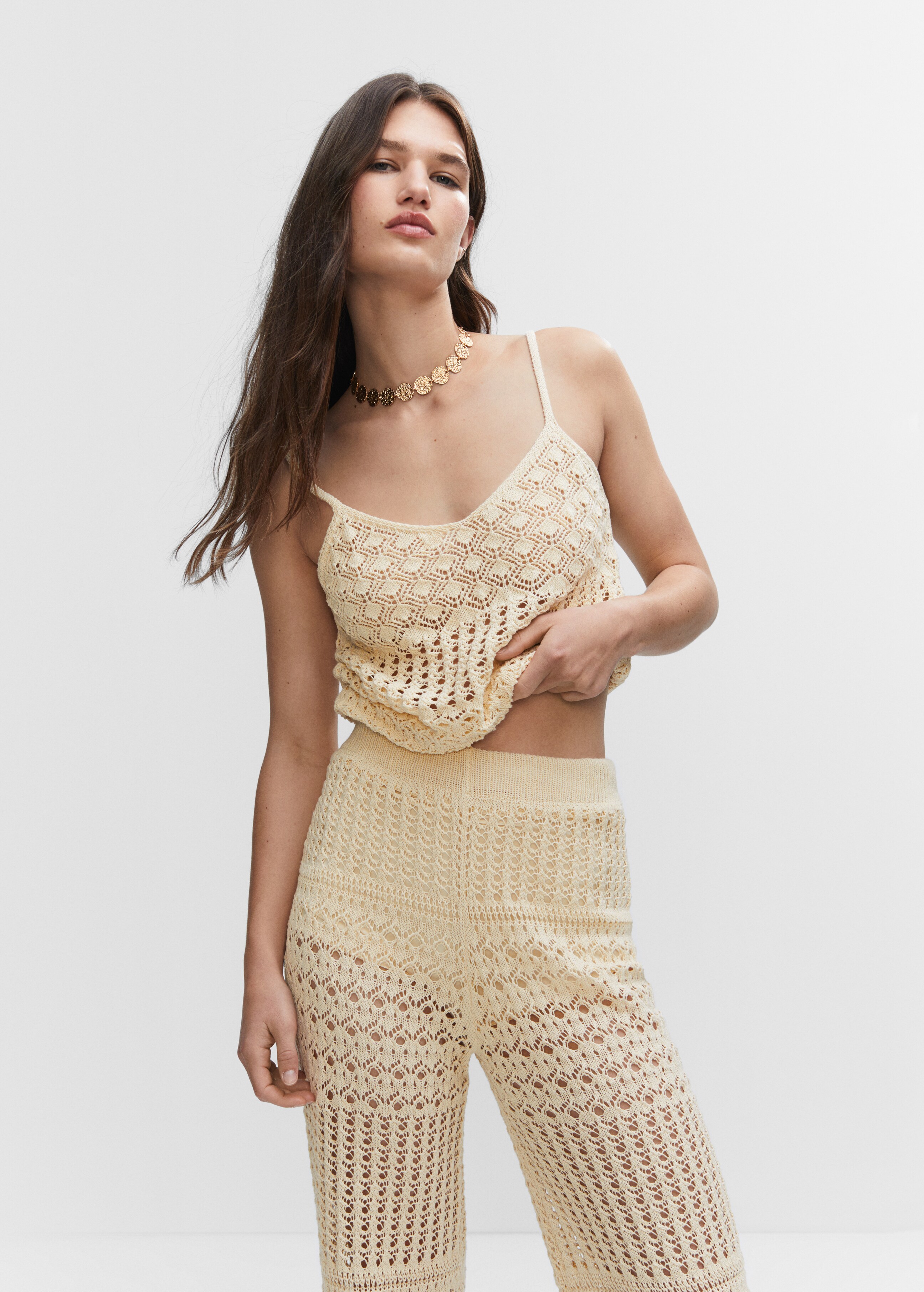 Openwork knitted palazzo pants - Details of the article 1
