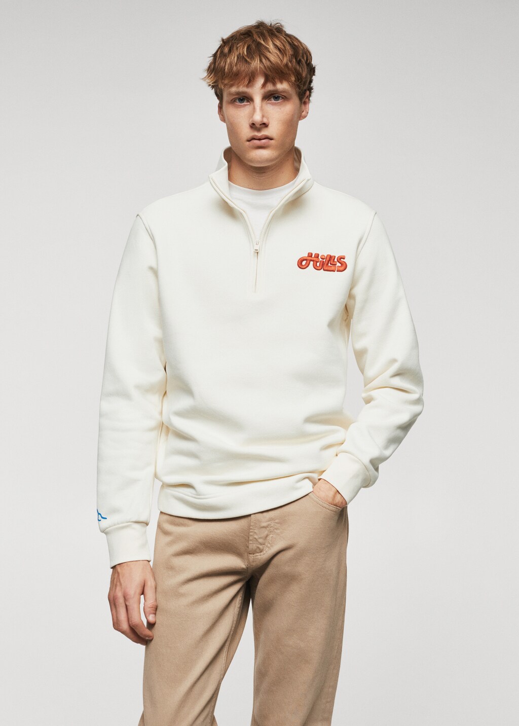 Sweatshirt met rits en boodschap - Middenvlak