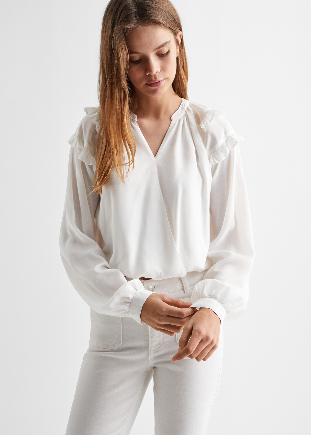 Ruffled modal blouse - Medium plane