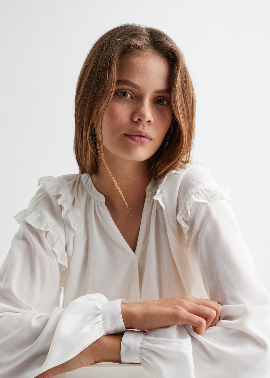 Ruffled modal blouse - Details of the article 1