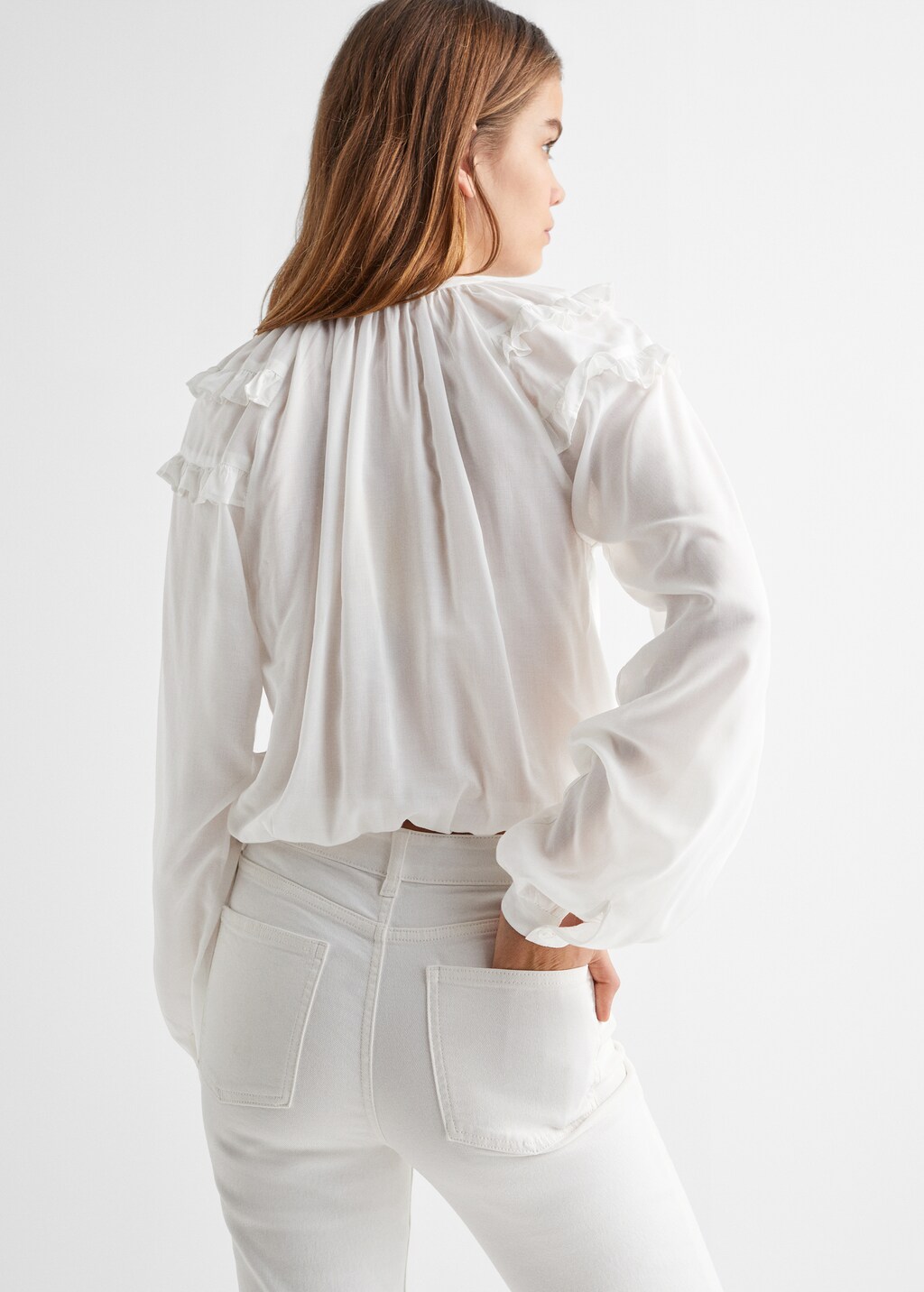 Ruffled modal blouse - Reverse of the article