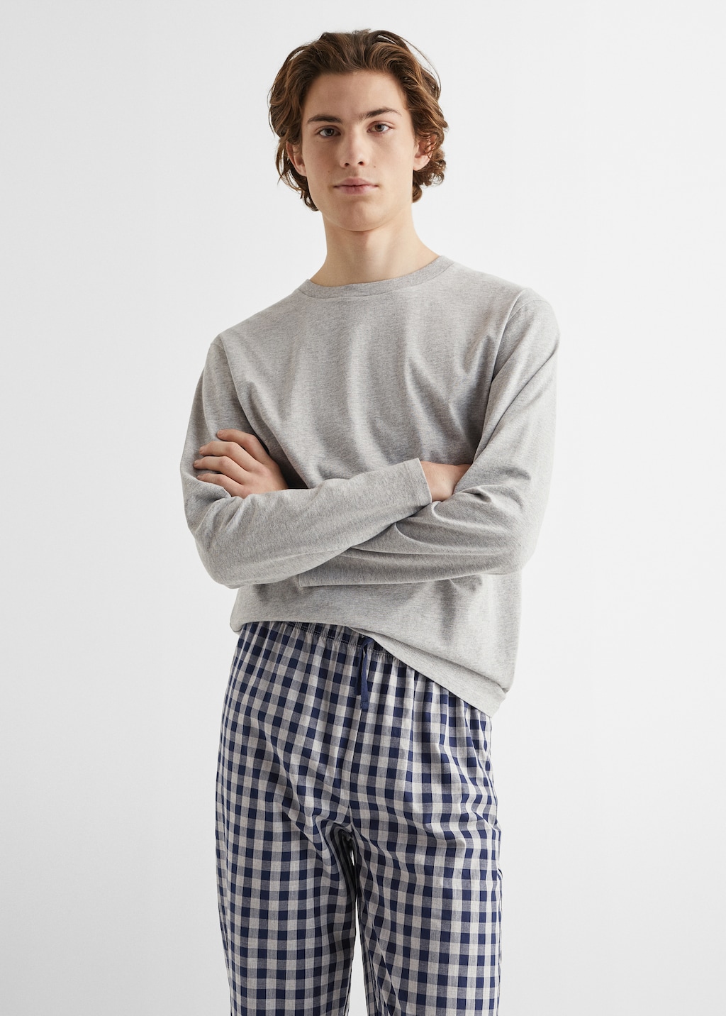 Two-pieces check long pyjamas - Medium plane