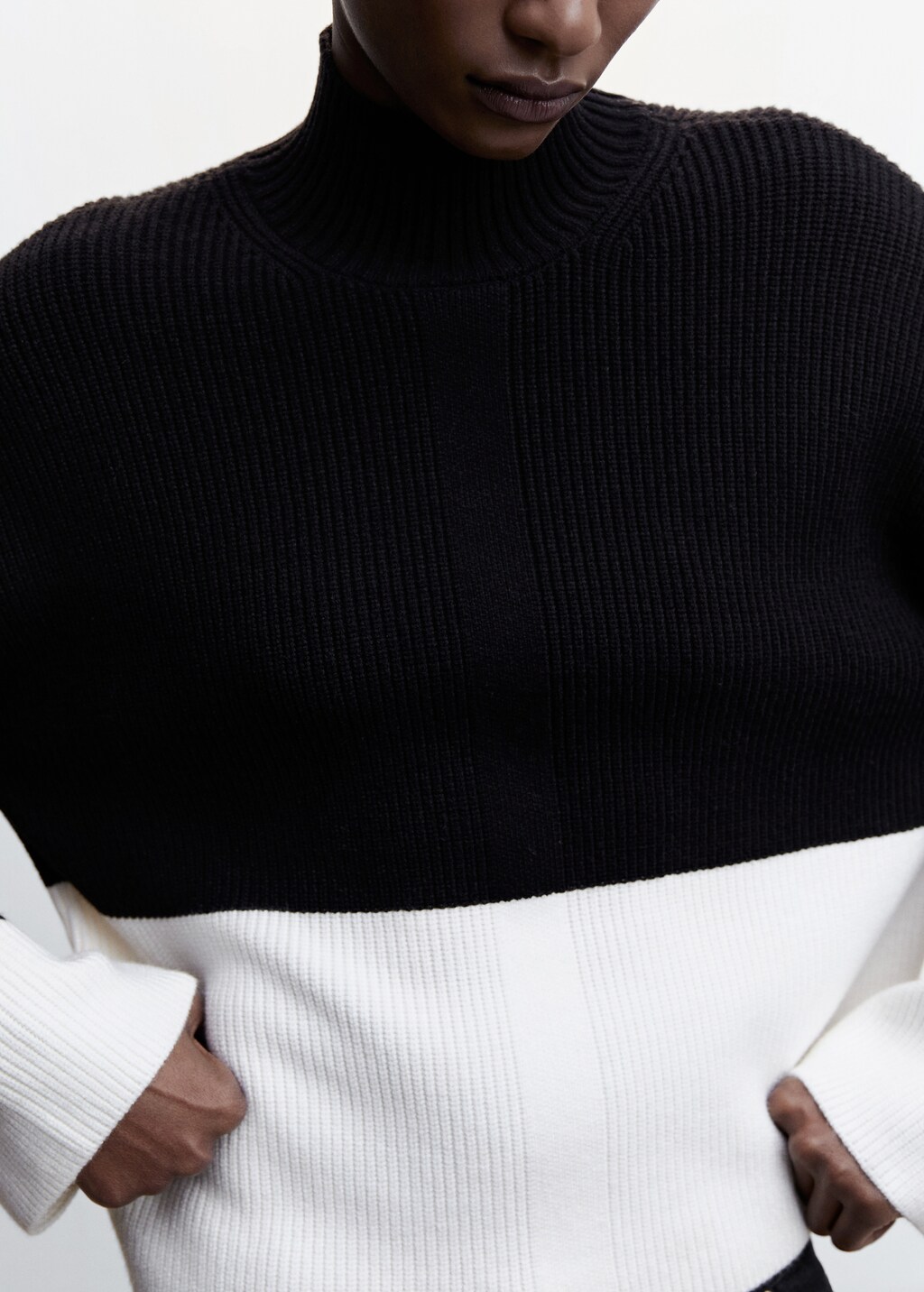 Bicolor high collar sweater - Details of the article 6