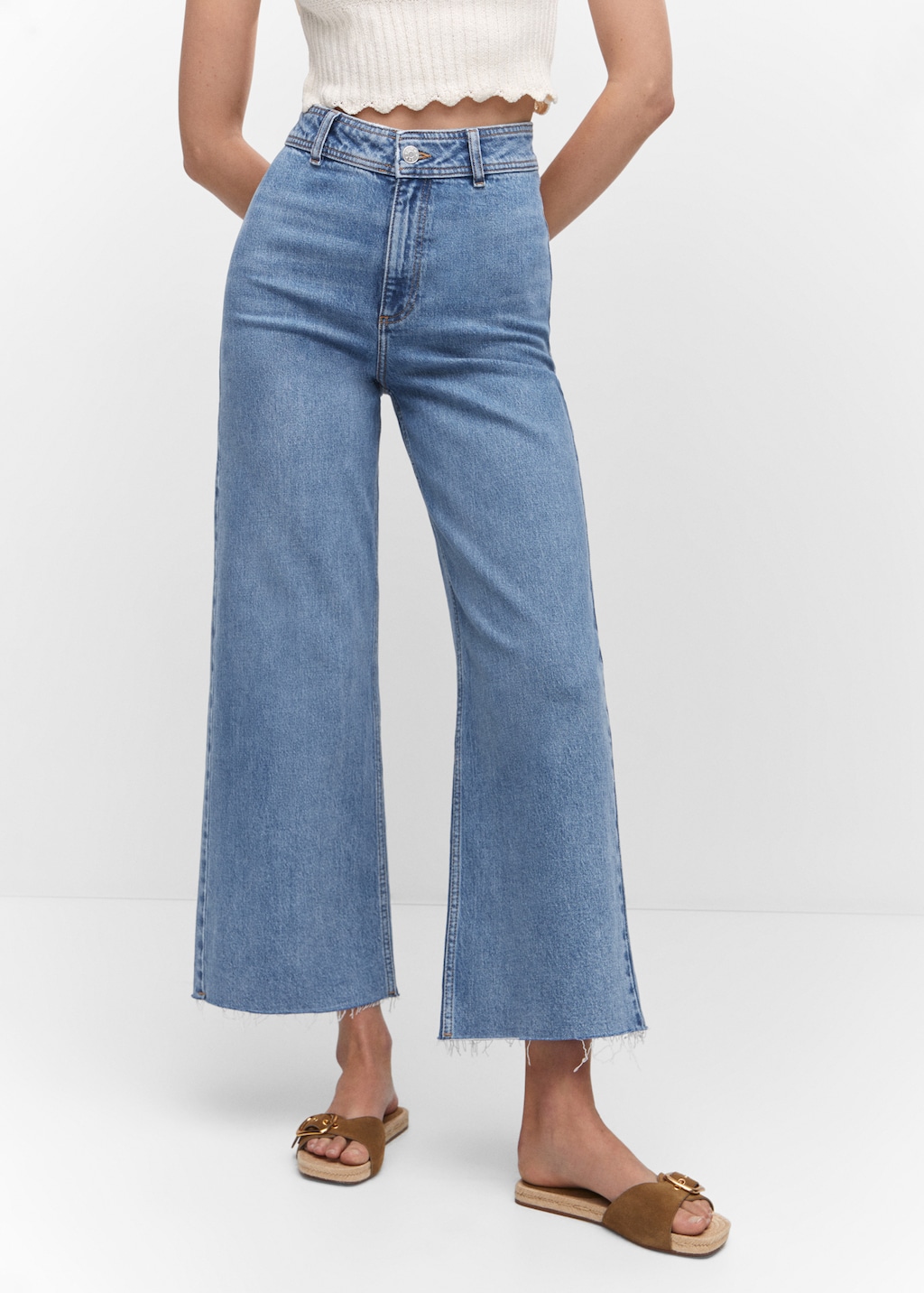 Jeans culotte high waist - Women | MANGO OUTLET USA