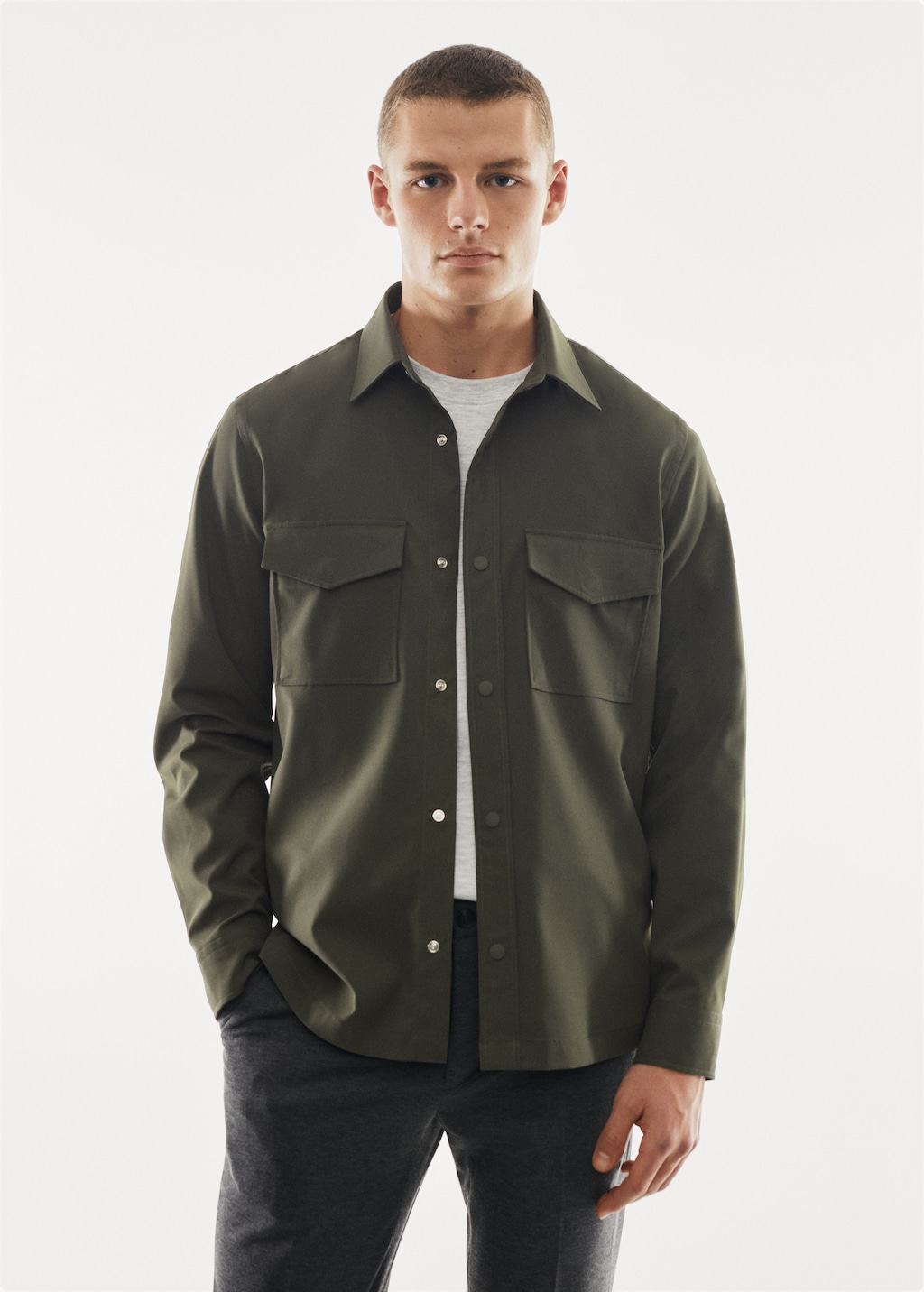 100% breathable cotton technical overshirt  - Medium plane