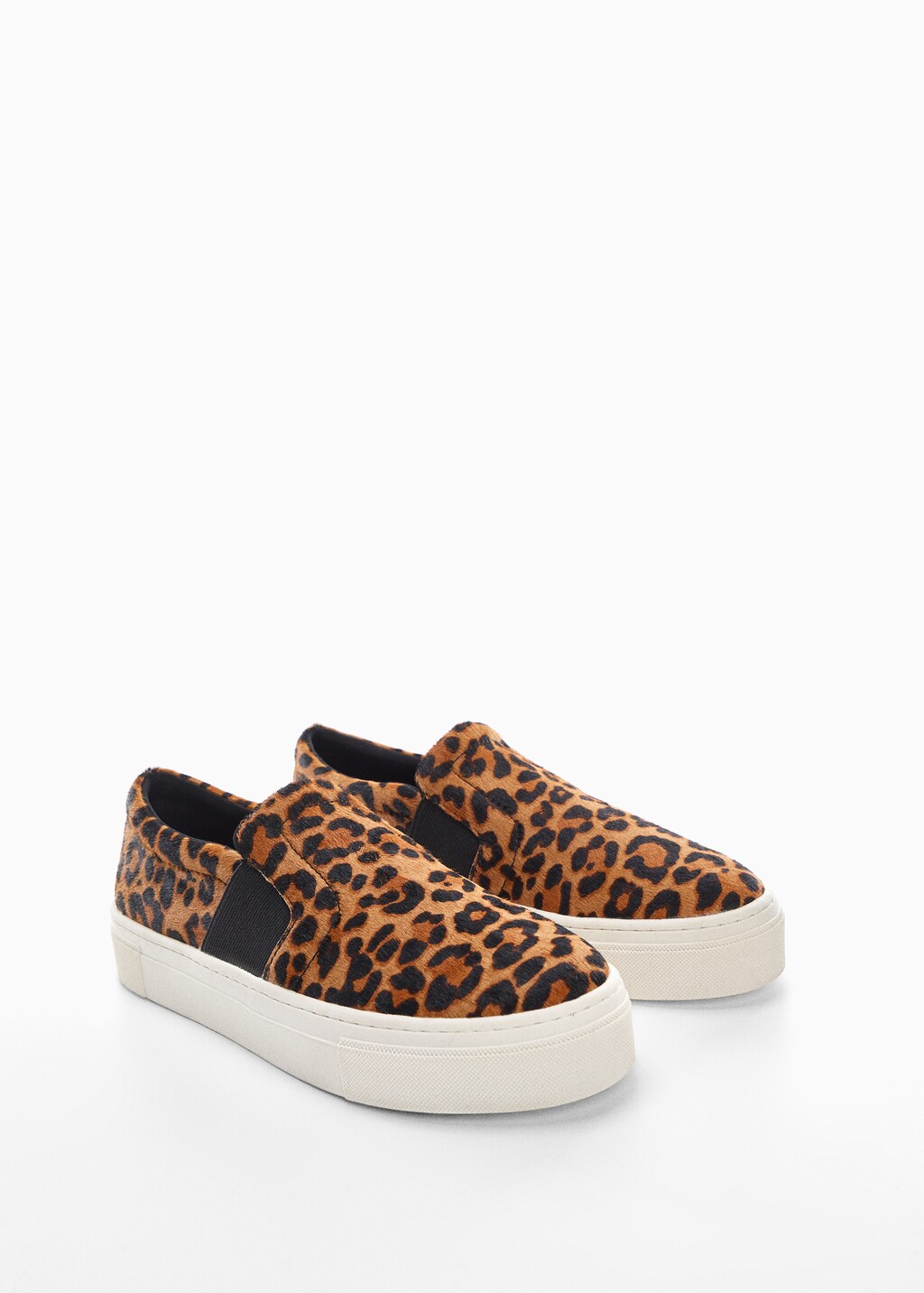 Leather and fur-effect sneakers  - Medium plane