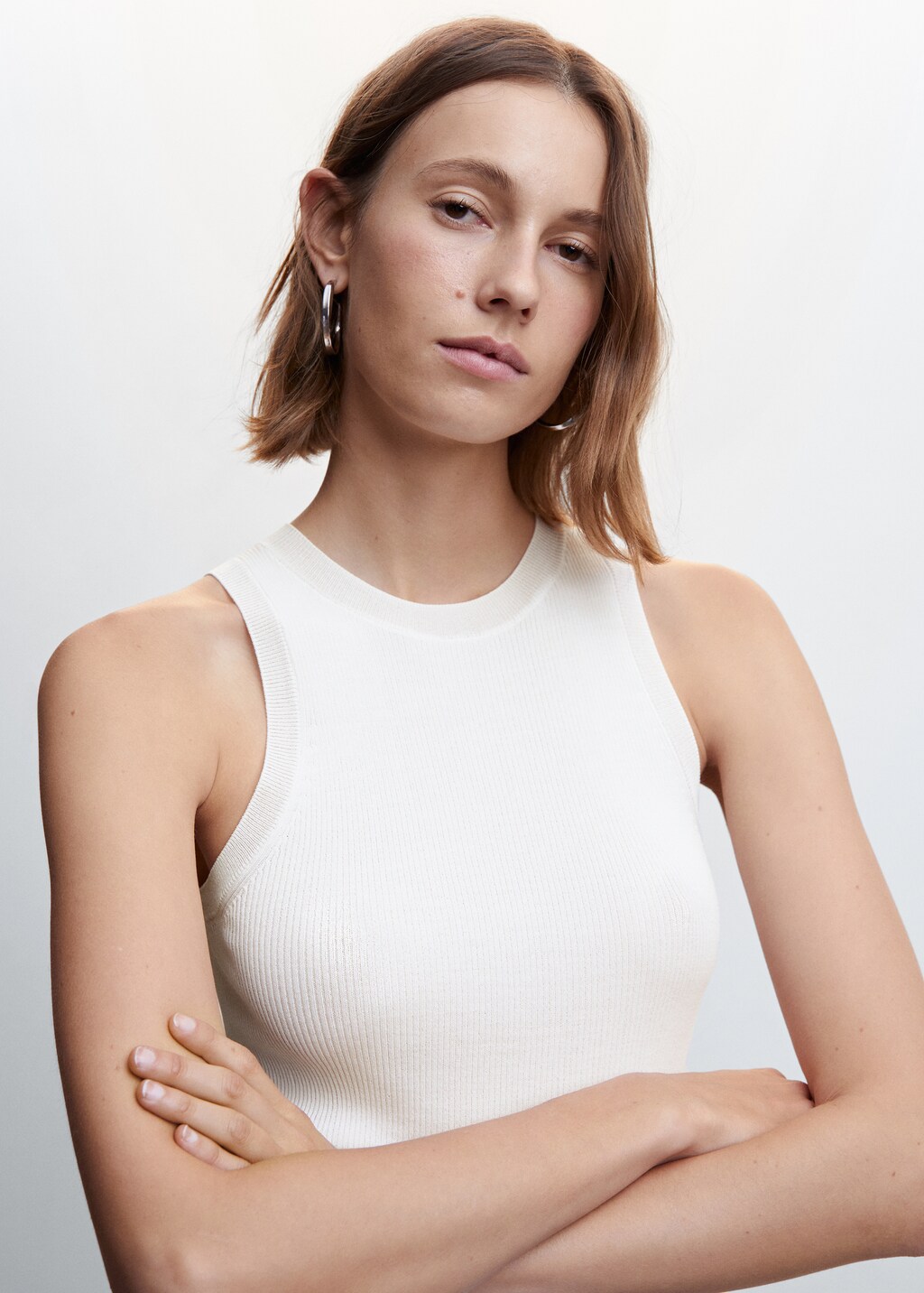 Knitted top with wide straps - Details of the article 1